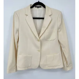 Theory Women's Virgin Wool Cream Blazer Jacket Size 12