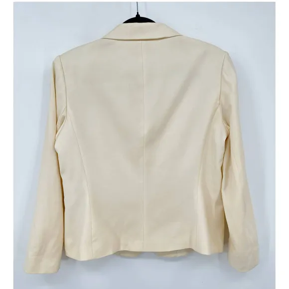 Theory Women's Virgin Wool Cream Blazer Jacket Size 12