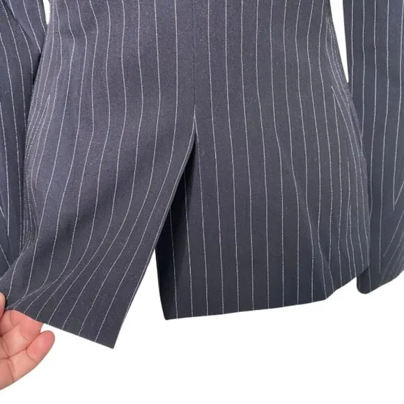 Tommy Hilfiger Women's Navy Pinstripe, Single Button, Peak Lapel Blazer, Size 6