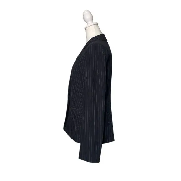 Tommy Hilfiger Women's Navy Pinstripe, Single Button, Peak Lapel Blazer, Size 6
