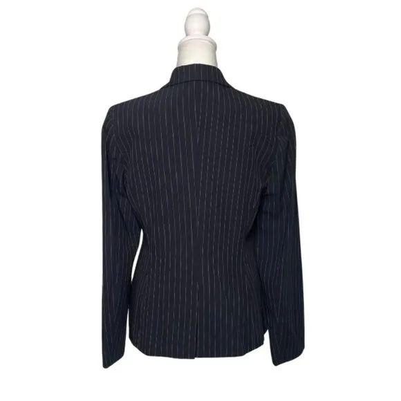 Tommy Hilfiger Women's Navy Pinstripe, Single Button, Peak Lapel Blazer, Size 6