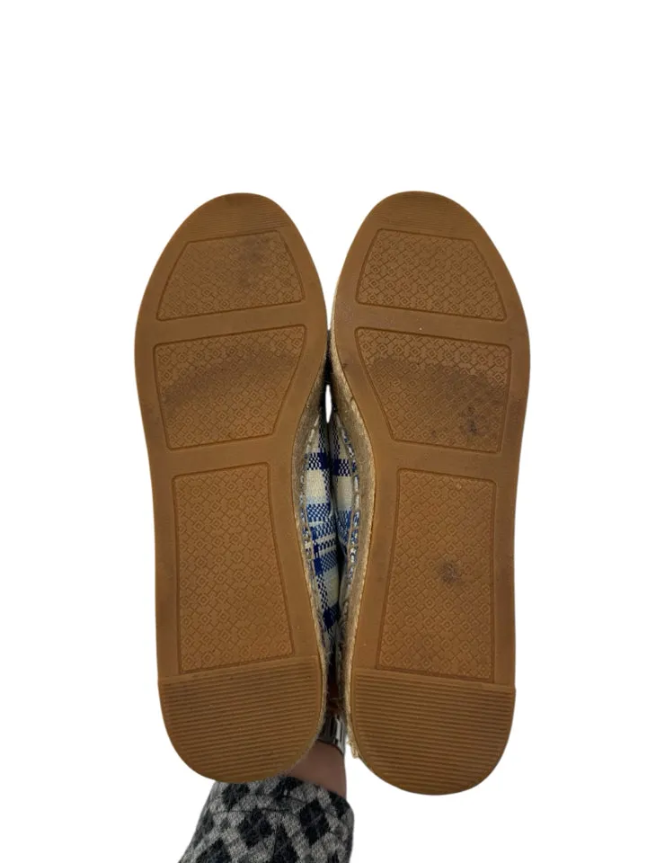 Tory Burch Blue Plaid Florence Espadrille Size 7.5 Women's Shoes