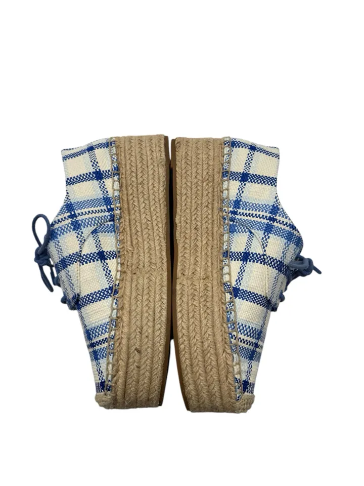 Tory Burch Blue Plaid Florence Espadrille Size 7.5 Women's Shoes