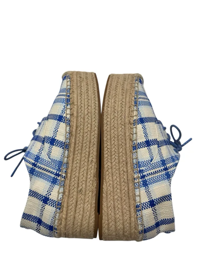 Tory Burch Blue Plaid Florence Espadrille Size 7.5 Women's Shoes