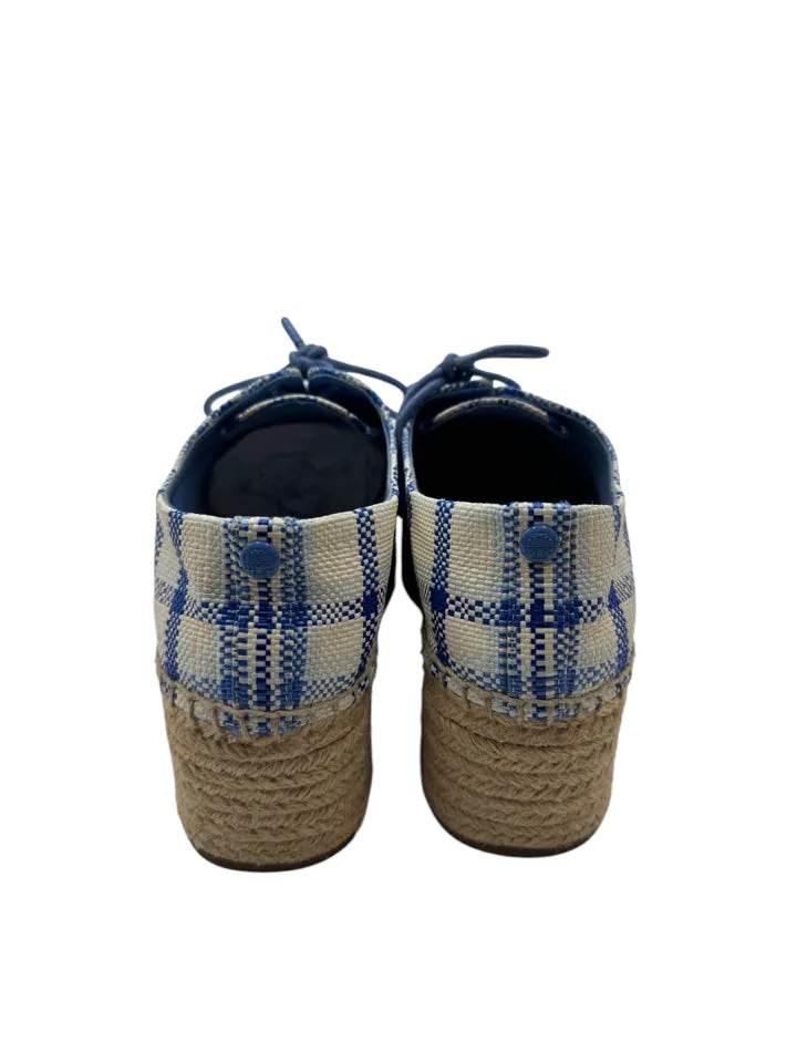 Tory Burch Blue Plaid Florence Espadrille Size 7.5 Women's Shoes