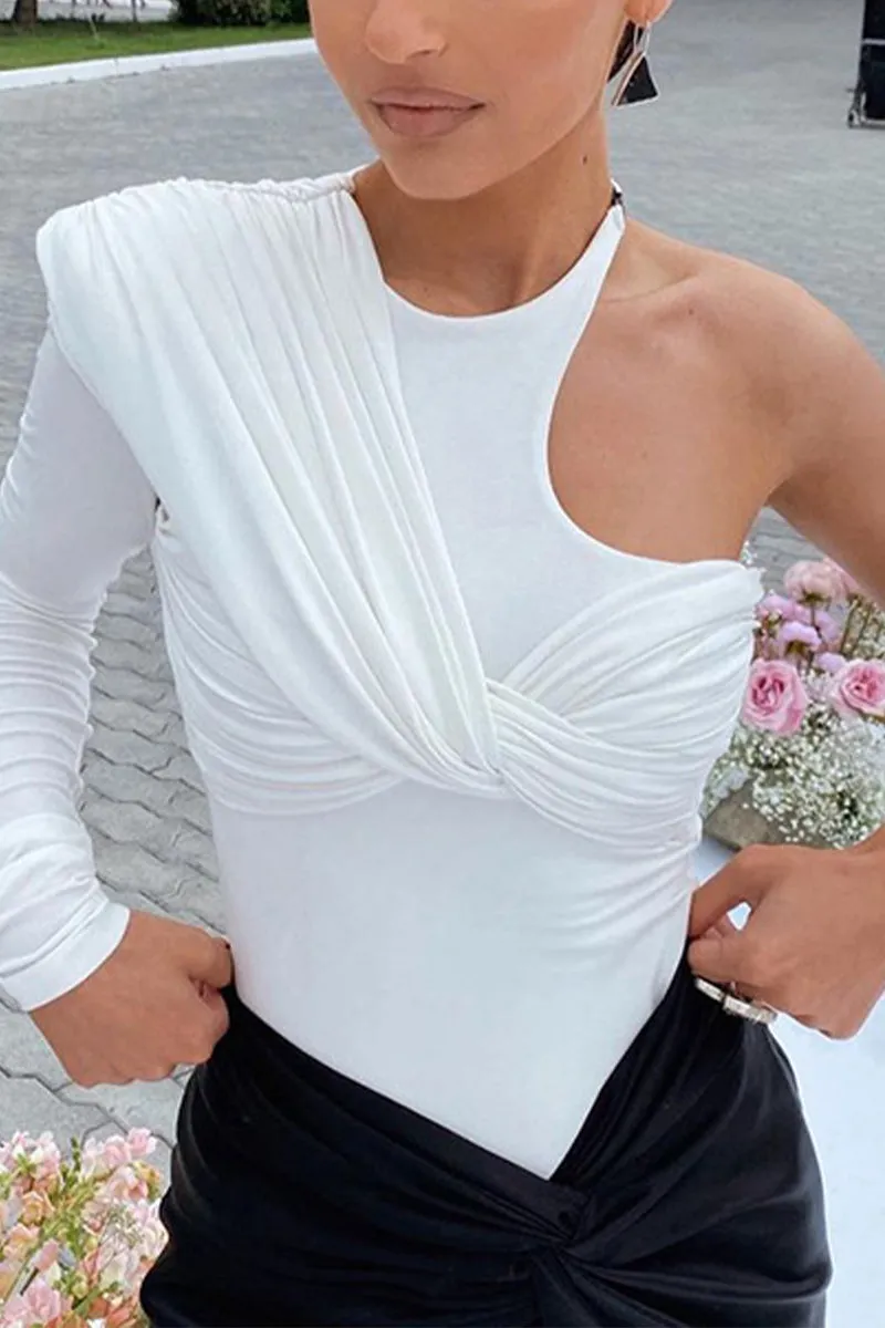 TR3168 Pleated Bodysuit Top