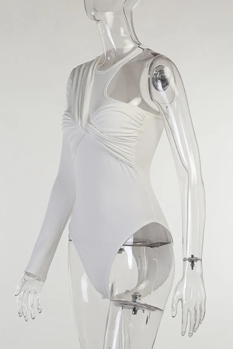 TR3168 Pleated Bodysuit Top