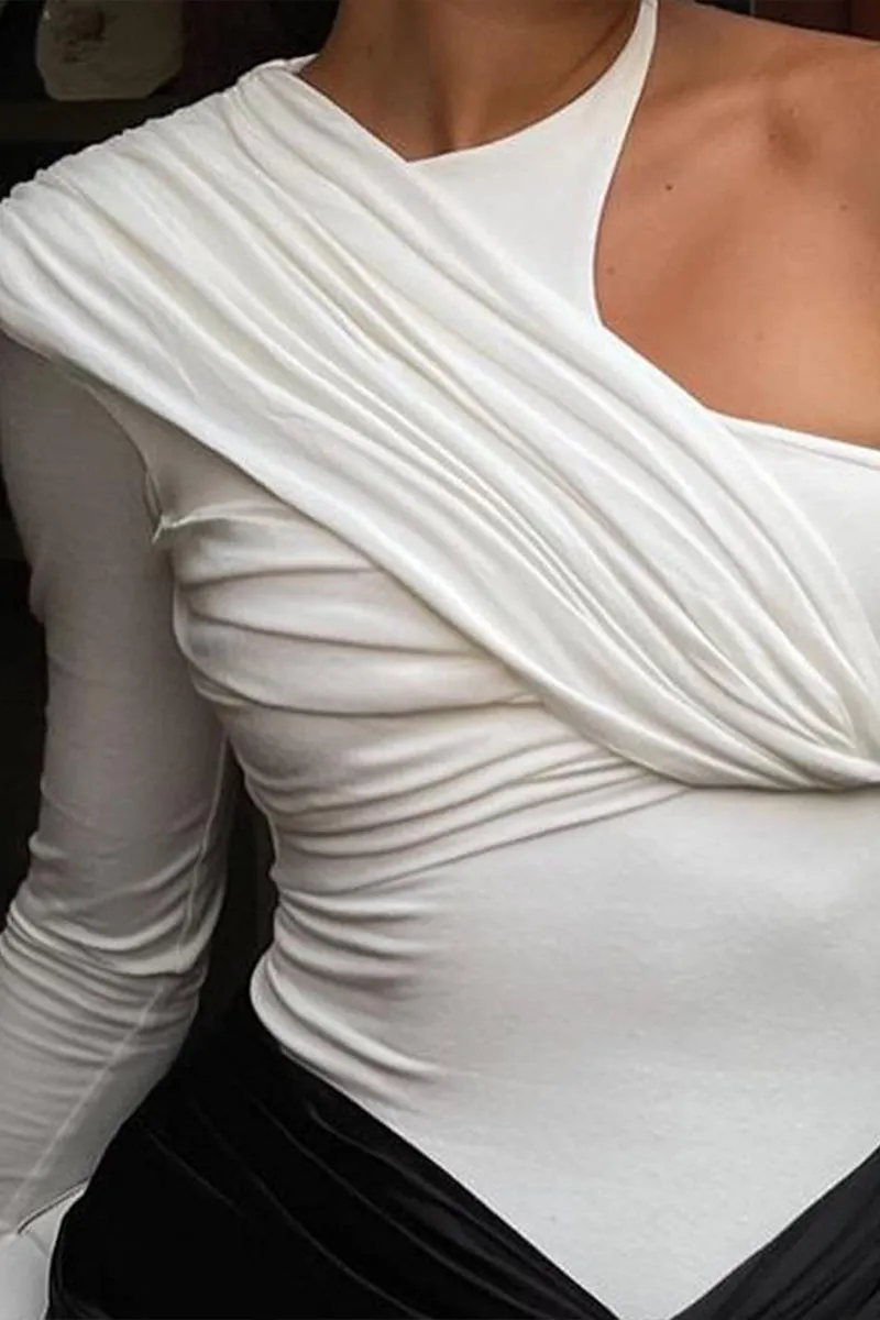 TR3168 Pleated Bodysuit Top