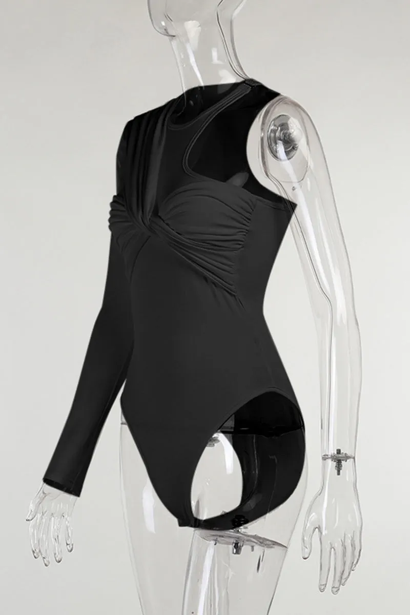 TR3168 Pleated Bodysuit Top