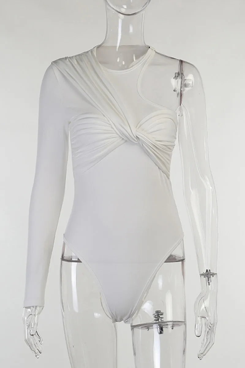 TR3168 Pleated Bodysuit Top