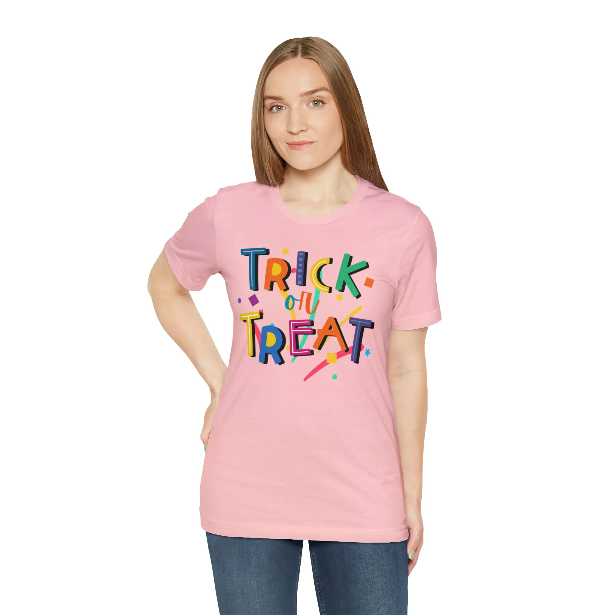 Trick or Treat Halloween T-Shirt | Colorful Candy Tee |  Bella Canvas 3001Unisex | Colorful Short Sleeve Tshirt