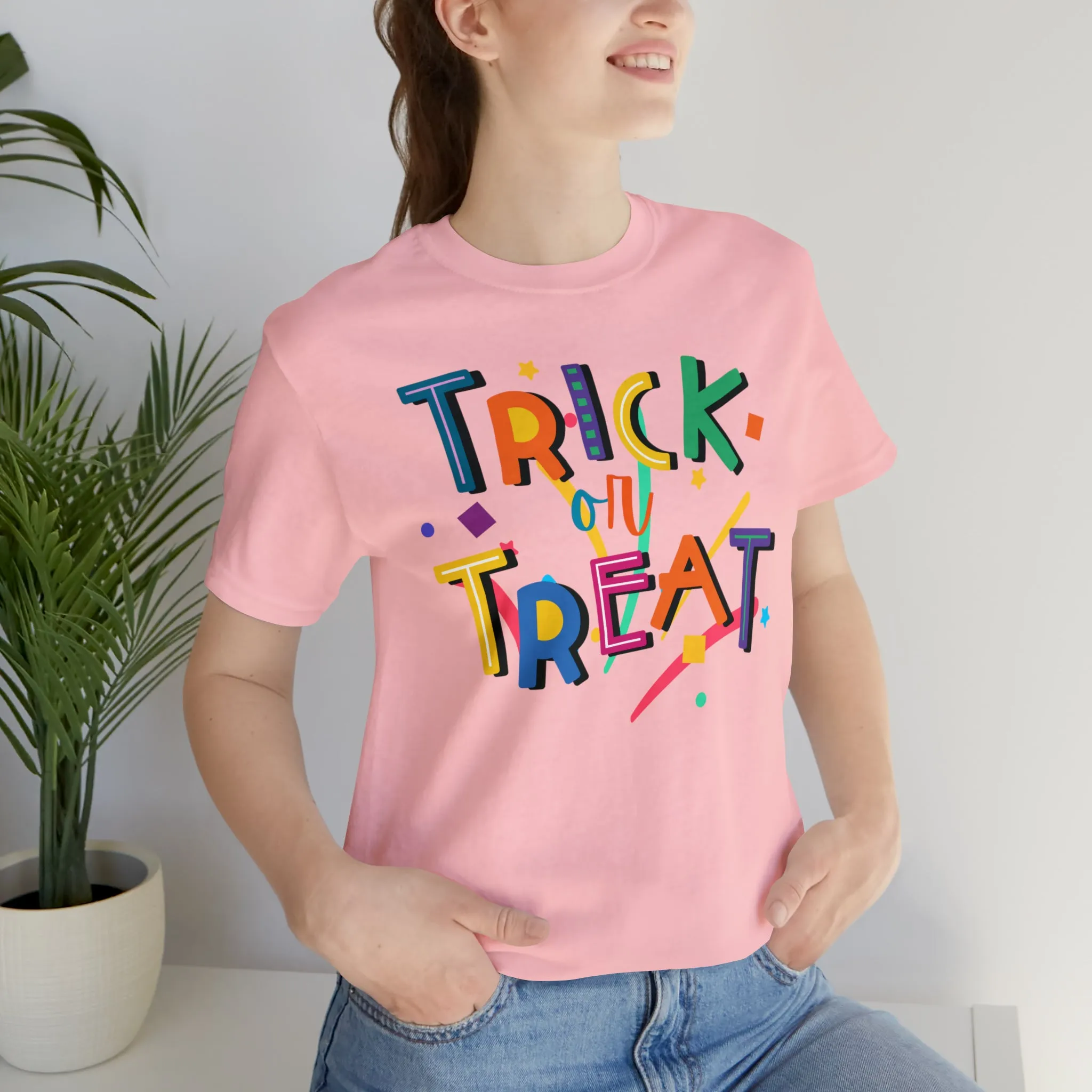 Trick or Treat Halloween T-Shirt | Colorful Candy Tee |  Bella Canvas 3001Unisex | Colorful Short Sleeve Tshirt