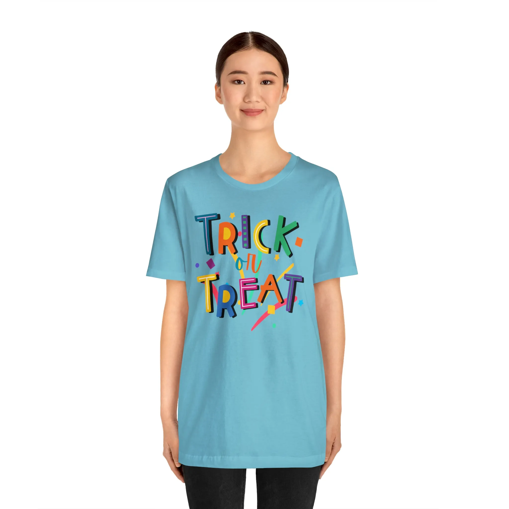 Trick or Treat Halloween T-Shirt | Colorful Candy Tee |  Bella Canvas 3001Unisex | Colorful Short Sleeve Tshirt