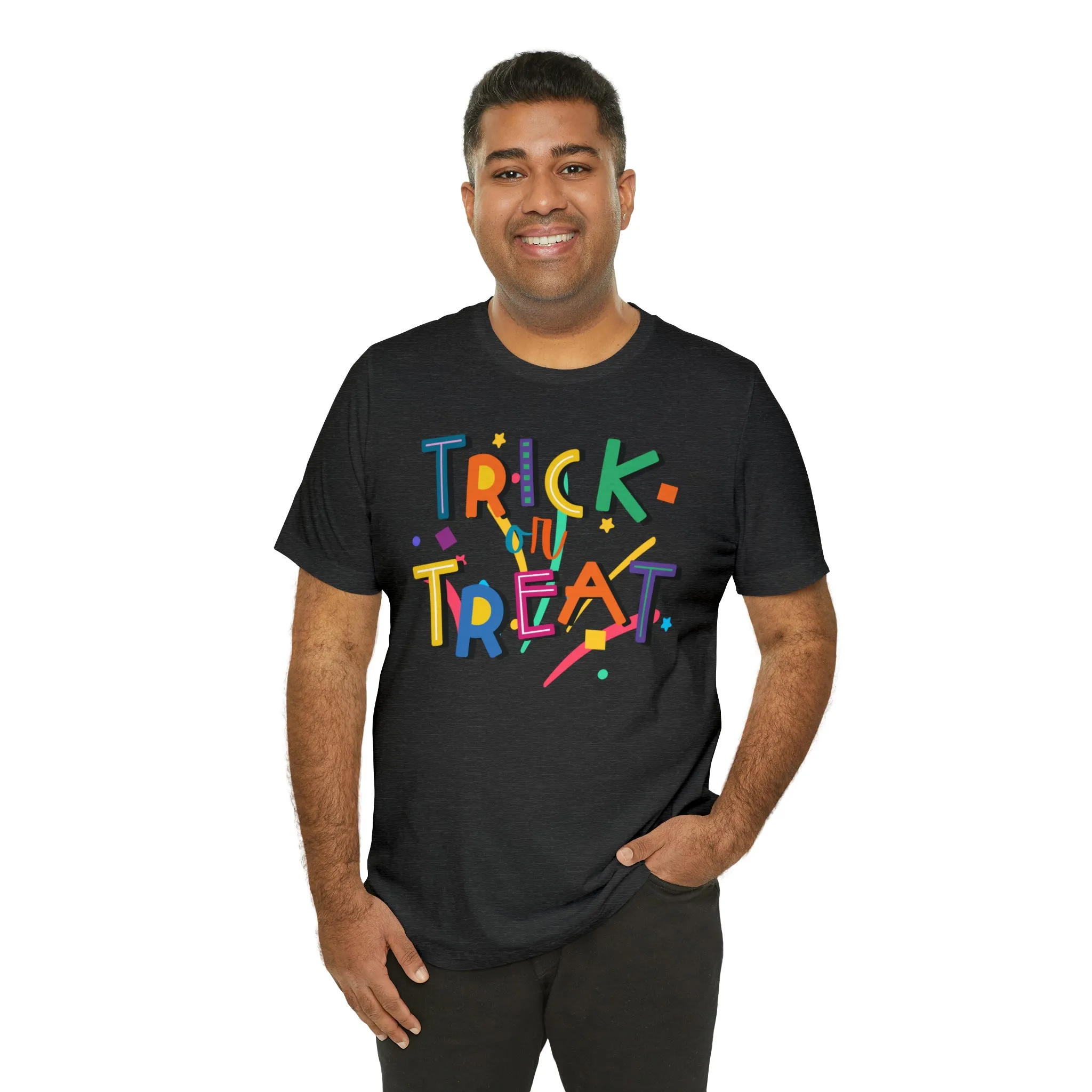 Trick or Treat Halloween T-Shirt | Colorful Candy Tee |  Bella Canvas 3001Unisex | Colorful Short Sleeve Tshirt