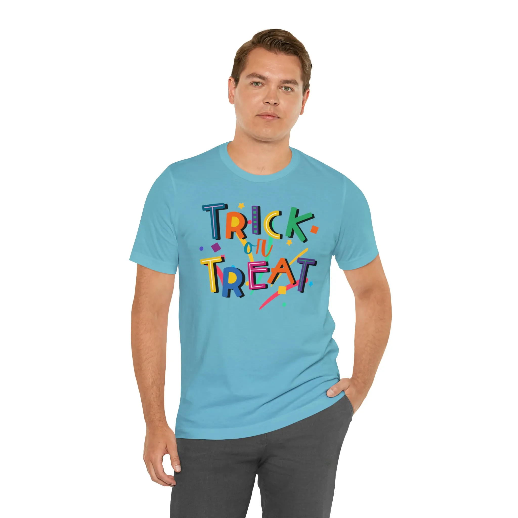 Trick or Treat Halloween T-Shirt | Colorful Candy Tee |  Bella Canvas 3001Unisex | Colorful Short Sleeve Tshirt