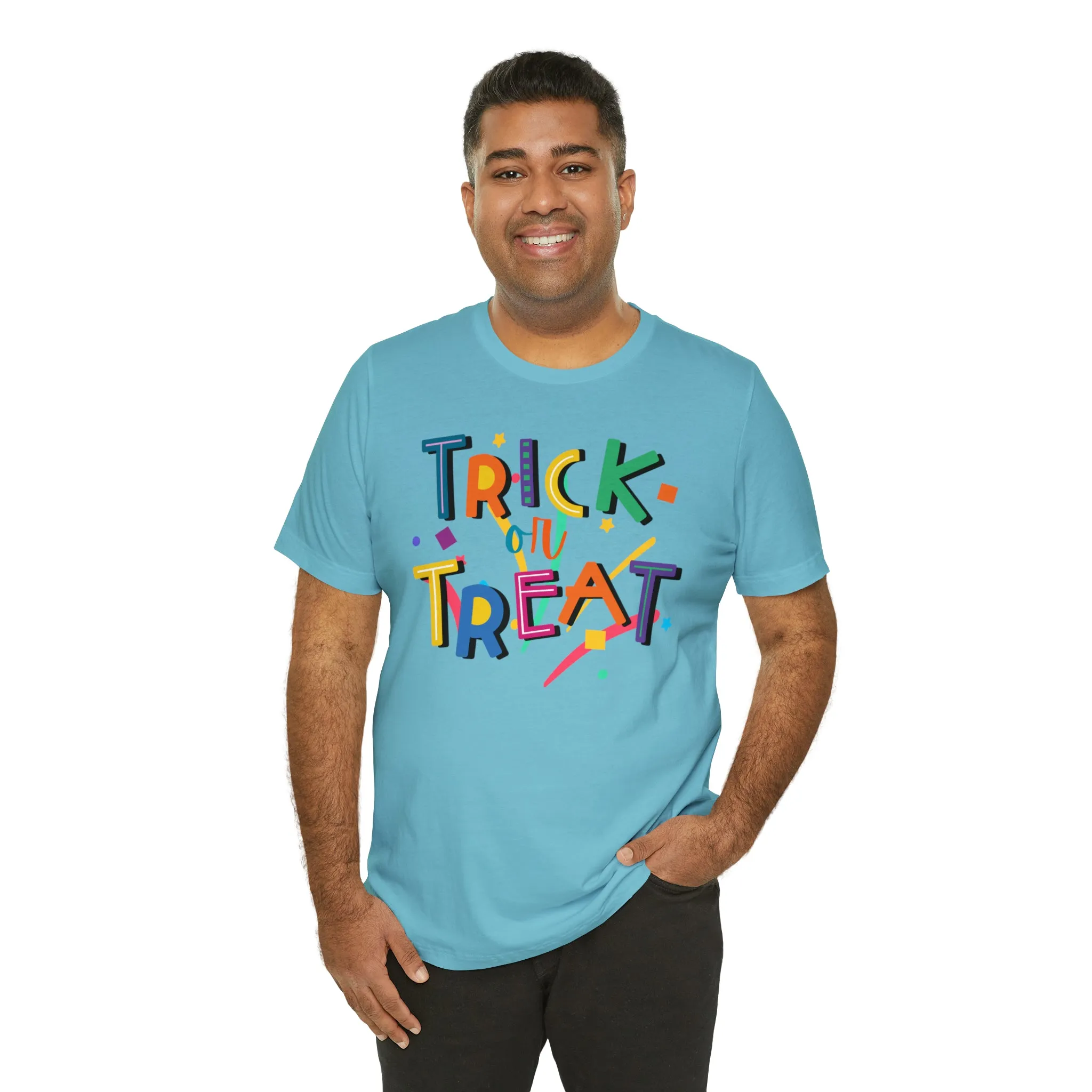 Trick or Treat Halloween T-Shirt | Colorful Candy Tee |  Bella Canvas 3001Unisex | Colorful Short Sleeve Tshirt