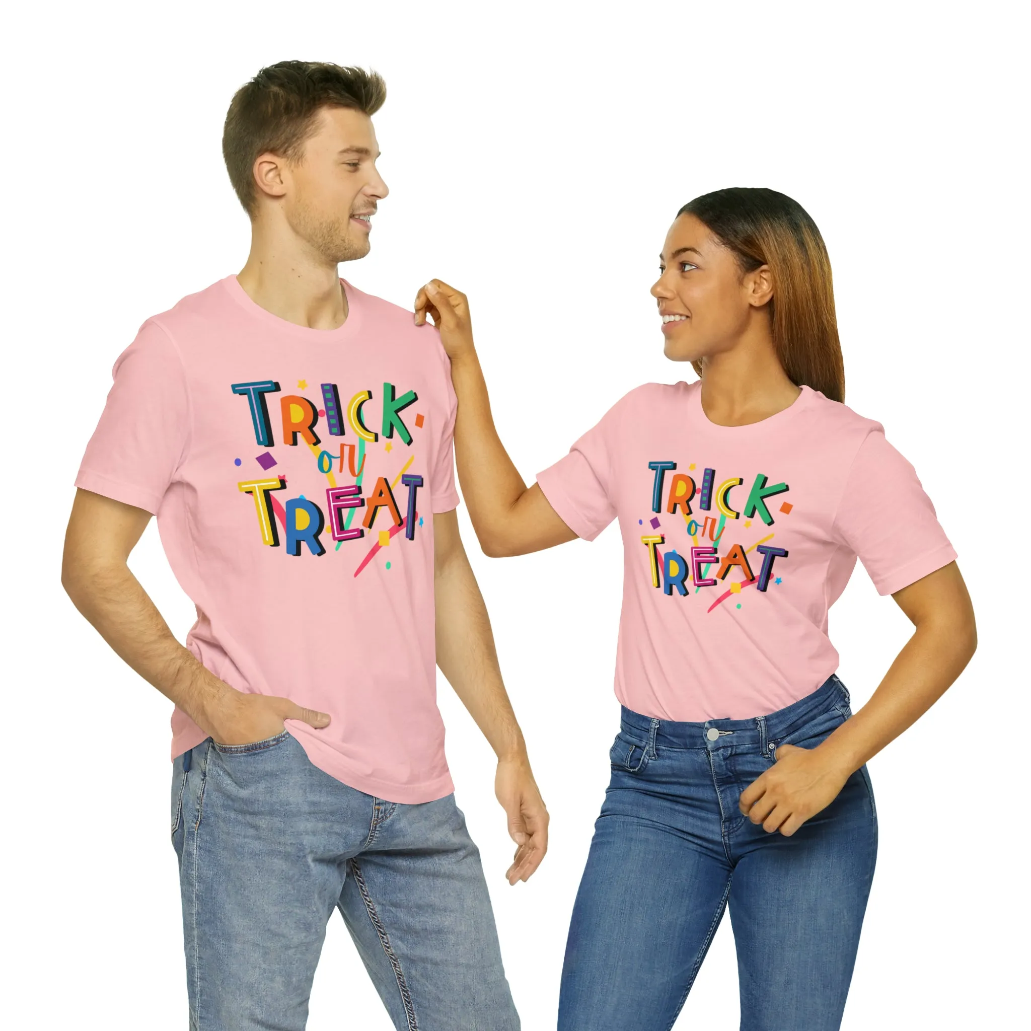 Trick or Treat Halloween T-Shirt | Colorful Candy Tee |  Bella Canvas 3001Unisex | Colorful Short Sleeve Tshirt