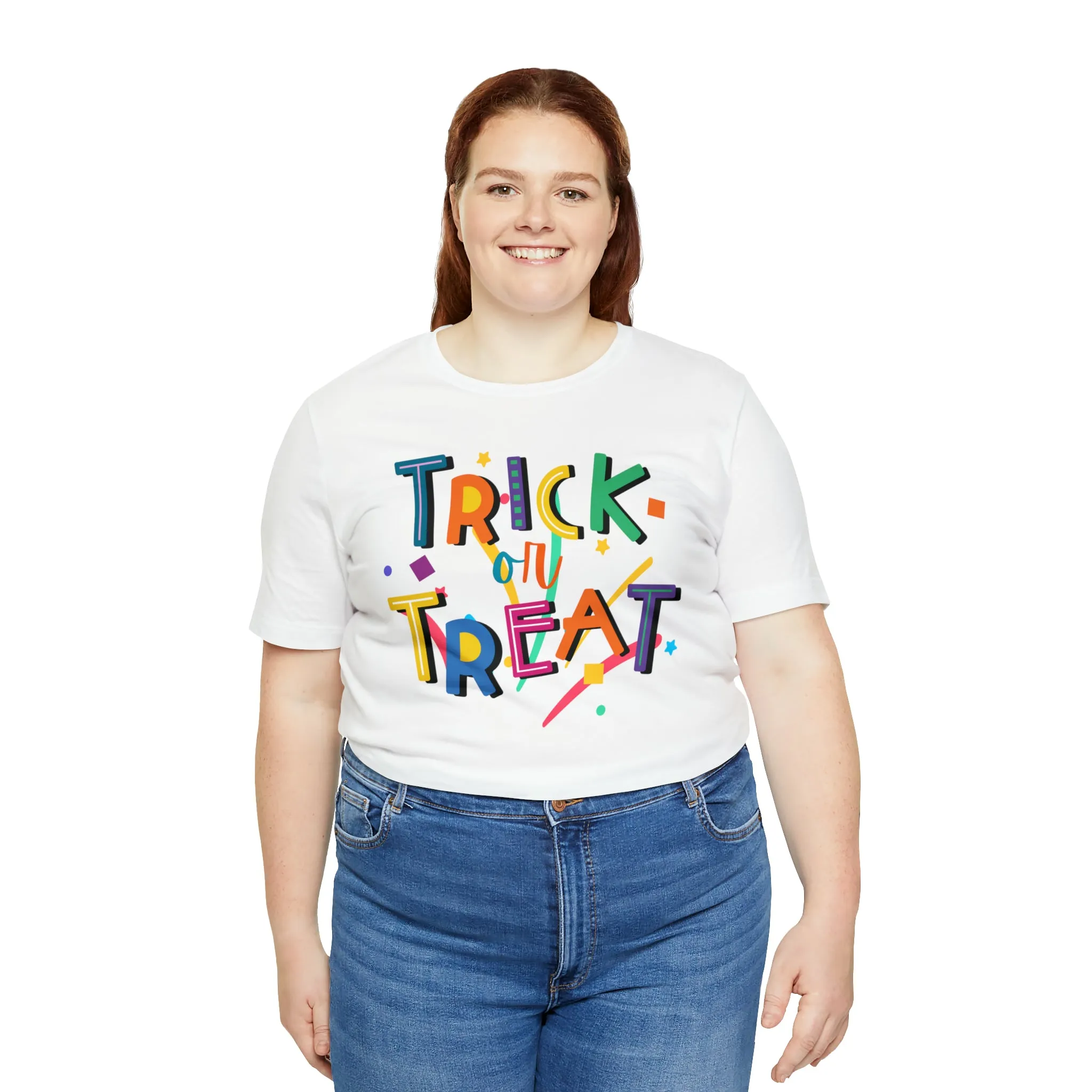 Trick or Treat Halloween T-Shirt | Colorful Candy Tee |  Bella Canvas 3001Unisex | Colorful Short Sleeve Tshirt