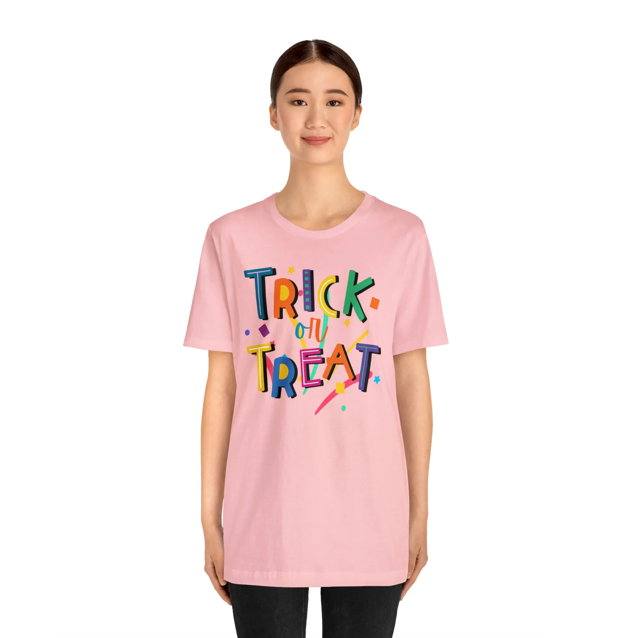 Trick or Treat Halloween T-Shirt | Colorful Candy Tee |  Bella Canvas 3001Unisex | Colorful Short Sleeve Tshirt
