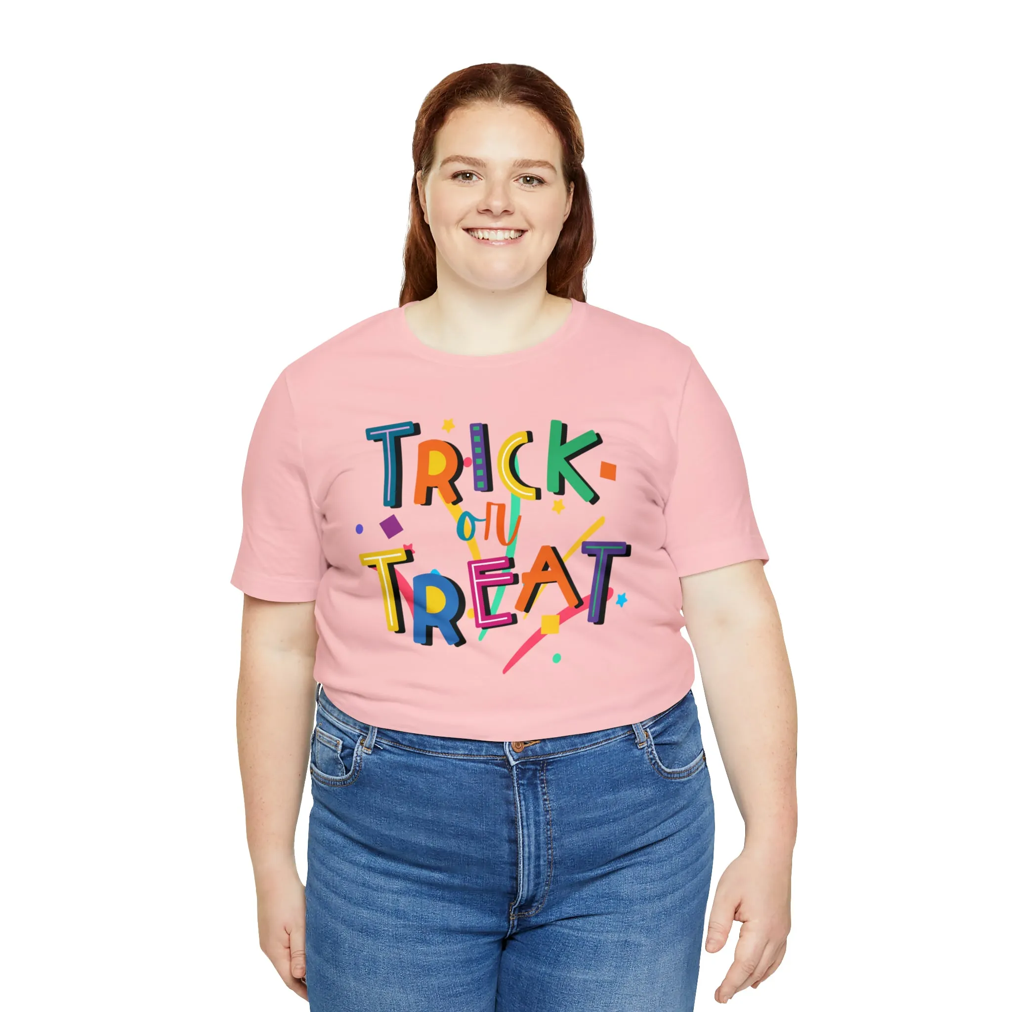 Trick or Treat Halloween T-Shirt | Colorful Candy Tee |  Bella Canvas 3001Unisex | Colorful Short Sleeve Tshirt