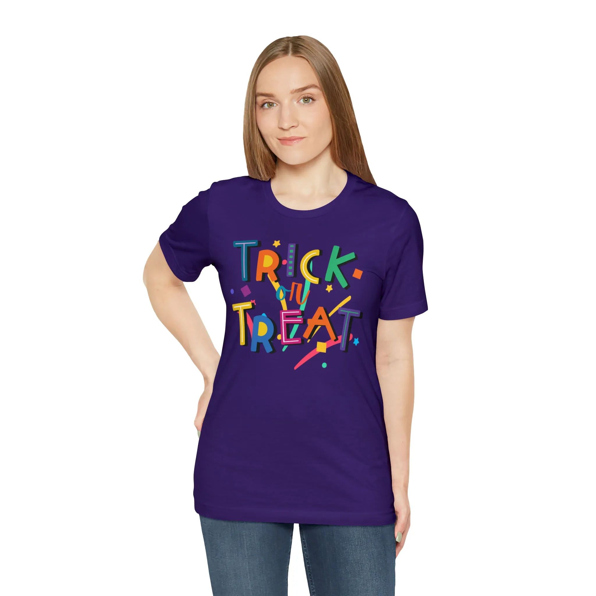Trick or Treat Halloween T-Shirt | Colorful Candy Tee |  Bella Canvas 3001Unisex | Colorful Short Sleeve Tshirt