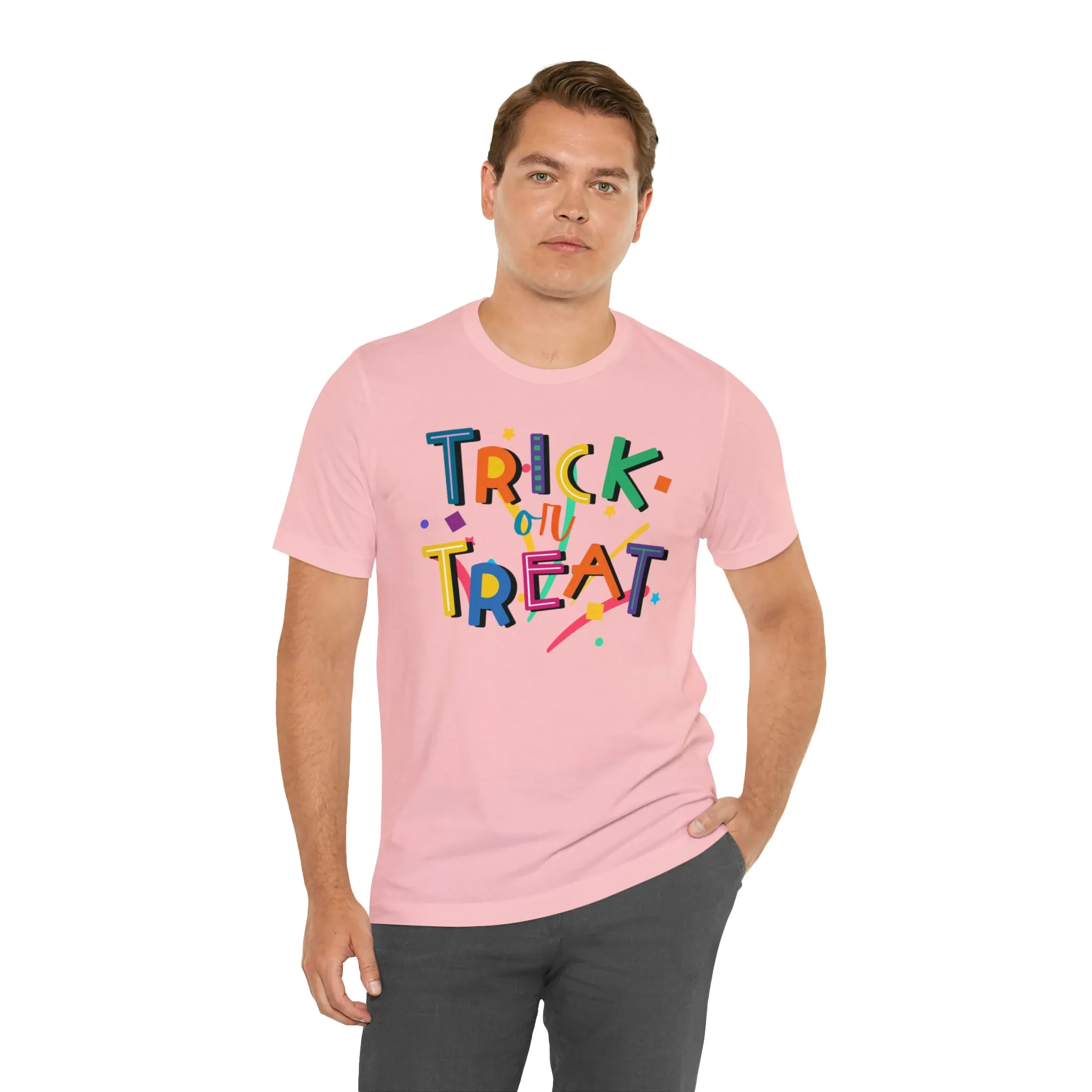 Trick or Treat Halloween T-Shirt | Colorful Candy Tee |  Bella Canvas 3001Unisex | Colorful Short Sleeve Tshirt
