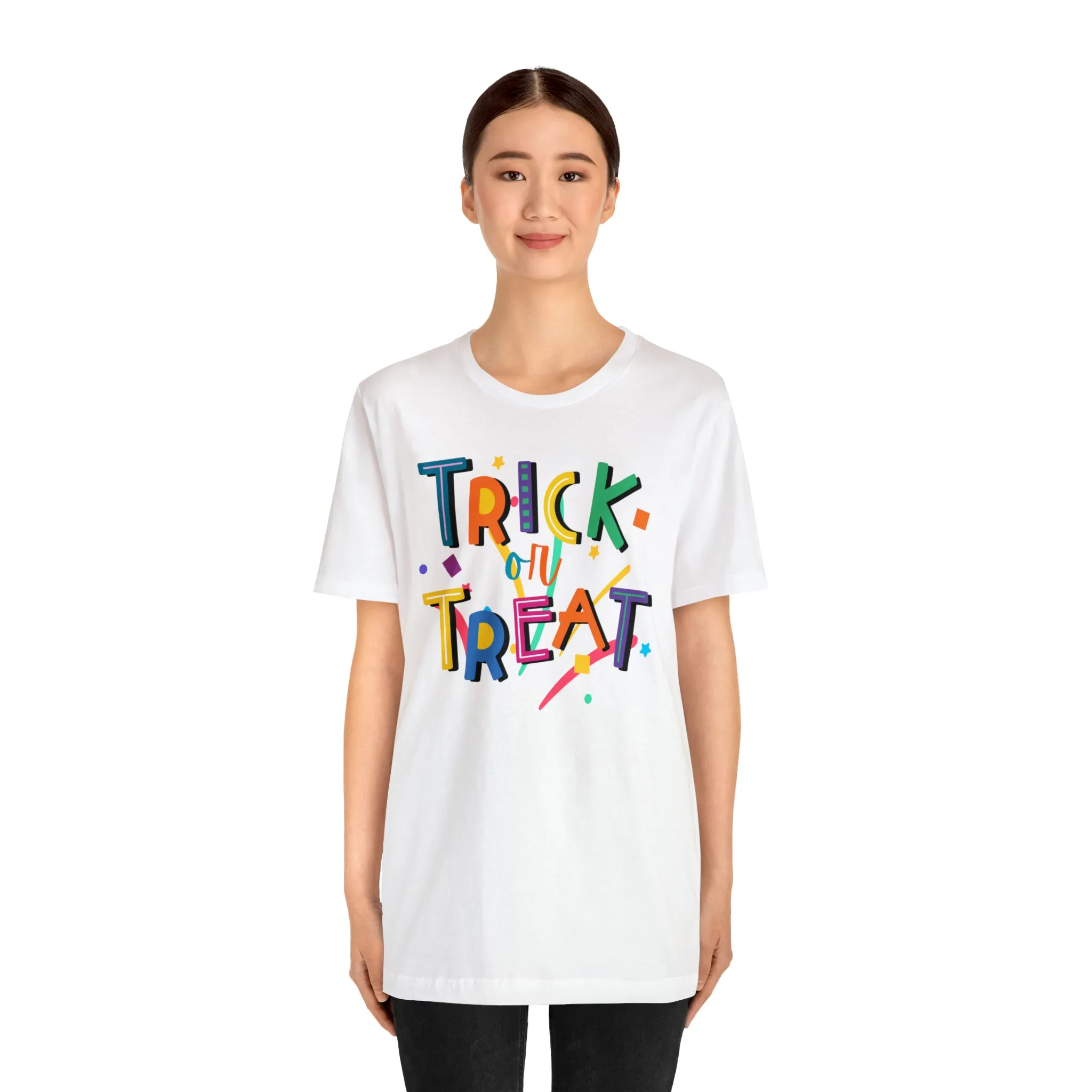 Trick or Treat Halloween T-Shirt | Colorful Candy Tee |  Bella Canvas 3001Unisex | Colorful Short Sleeve Tshirt