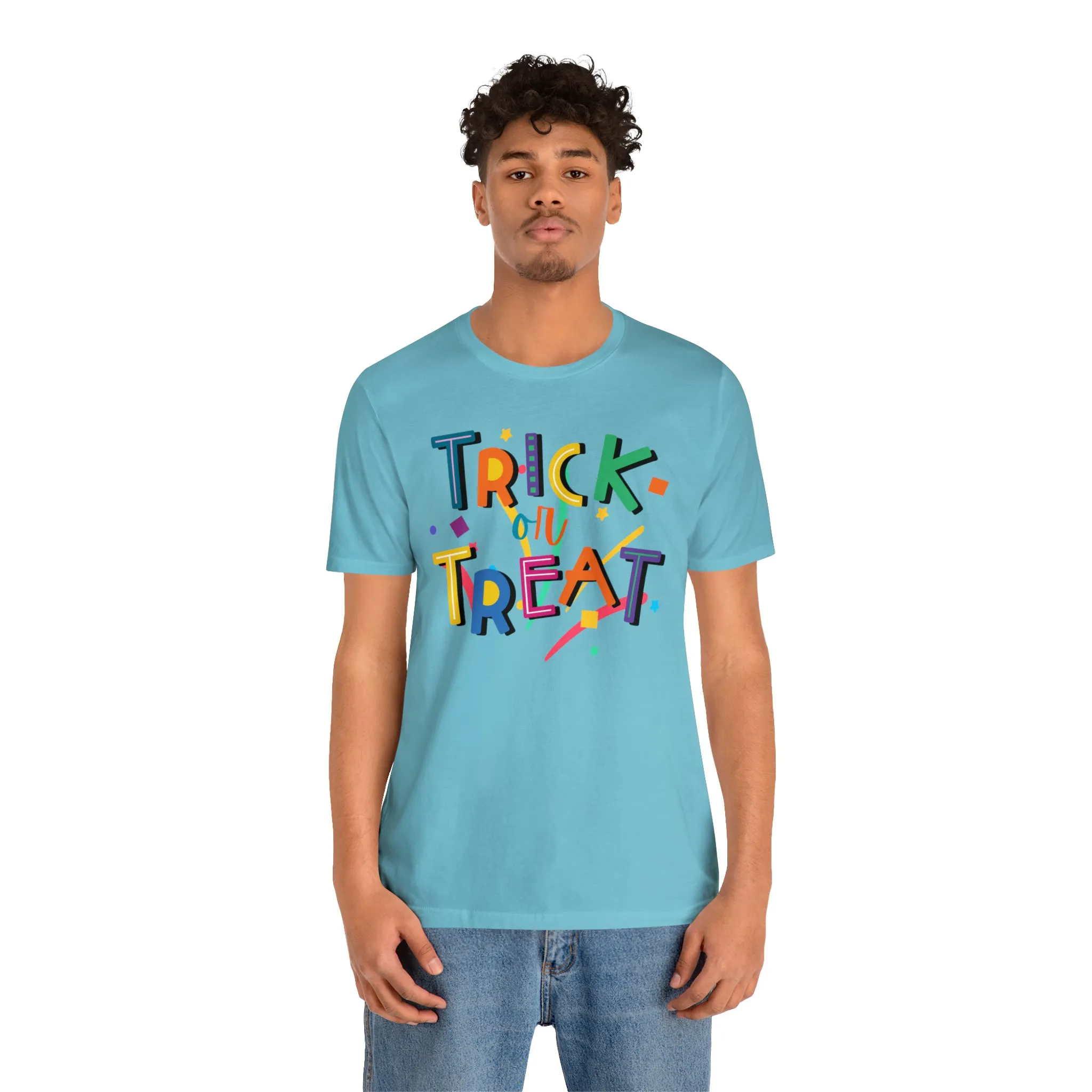 Trick or Treat Halloween T-Shirt | Colorful Candy Tee |  Bella Canvas 3001Unisex | Colorful Short Sleeve Tshirt