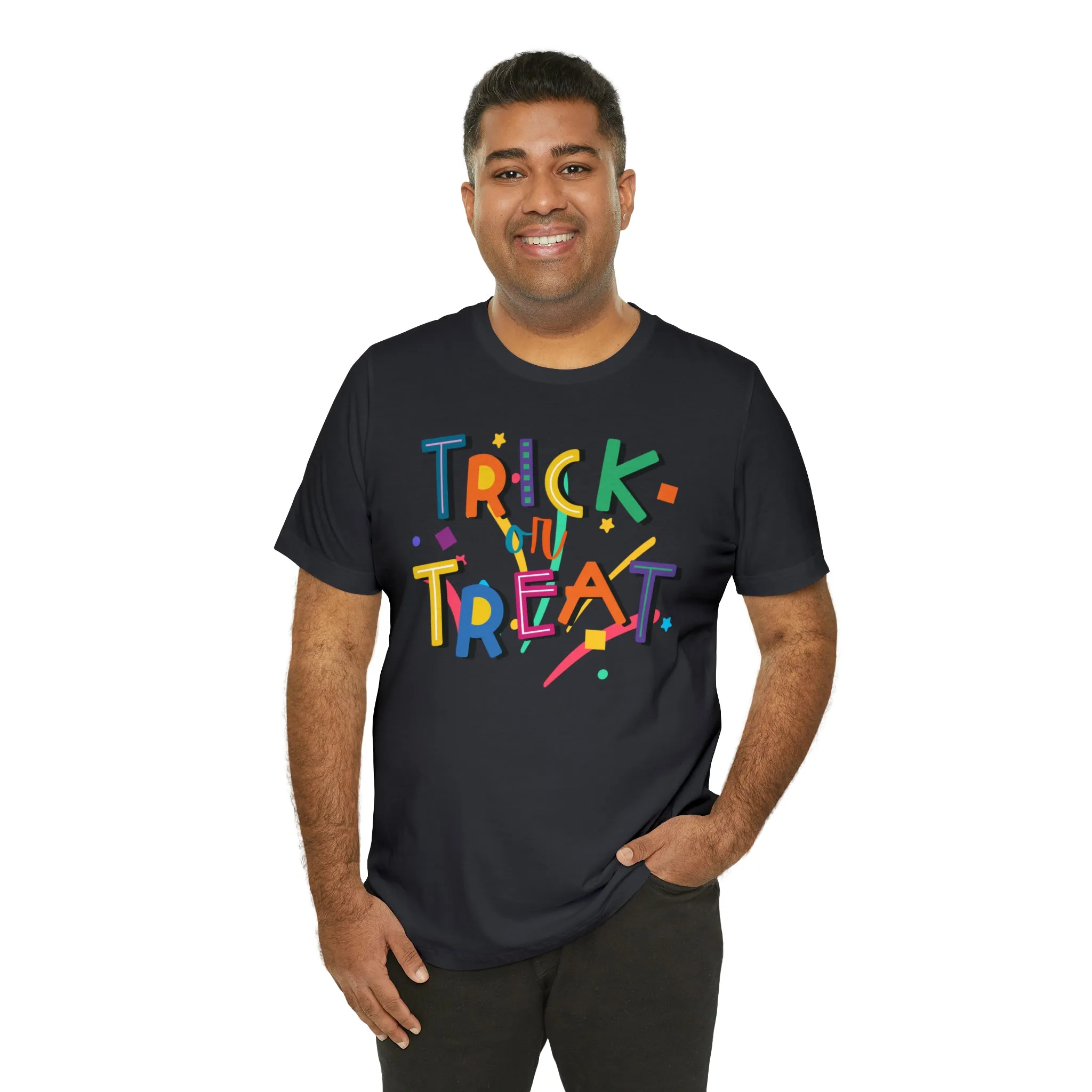 Trick or Treat Halloween T-Shirt | Colorful Candy Tee |  Bella Canvas 3001Unisex | Colorful Short Sleeve Tshirt