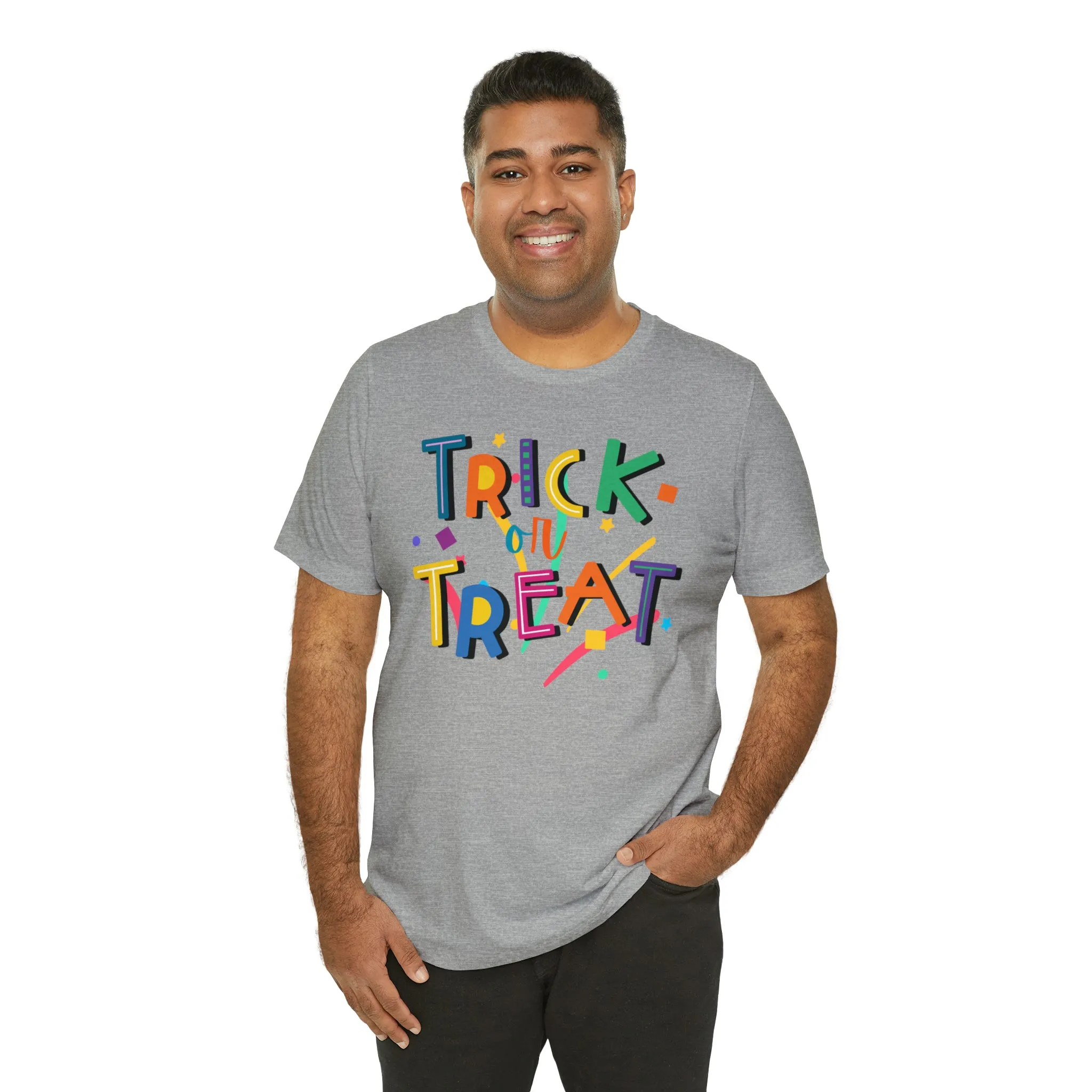 Trick or Treat Halloween T-Shirt | Colorful Candy Tee |  Bella Canvas 3001Unisex | Colorful Short Sleeve Tshirt
