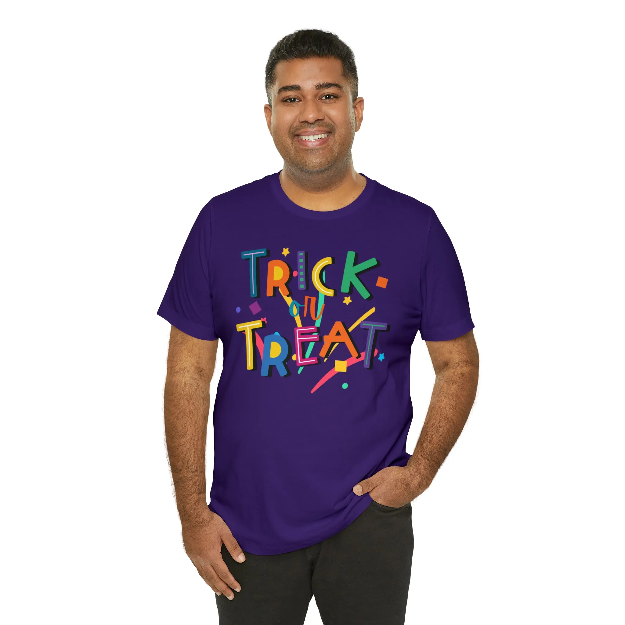 Trick or Treat Halloween T-Shirt | Colorful Candy Tee |  Bella Canvas 3001Unisex | Colorful Short Sleeve Tshirt