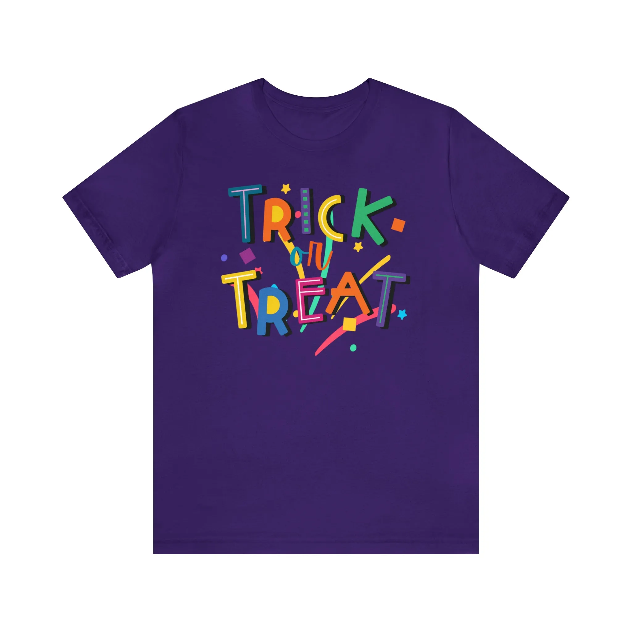 Trick or Treat Halloween T-Shirt | Colorful Candy Tee |  Bella Canvas 3001Unisex | Colorful Short Sleeve Tshirt