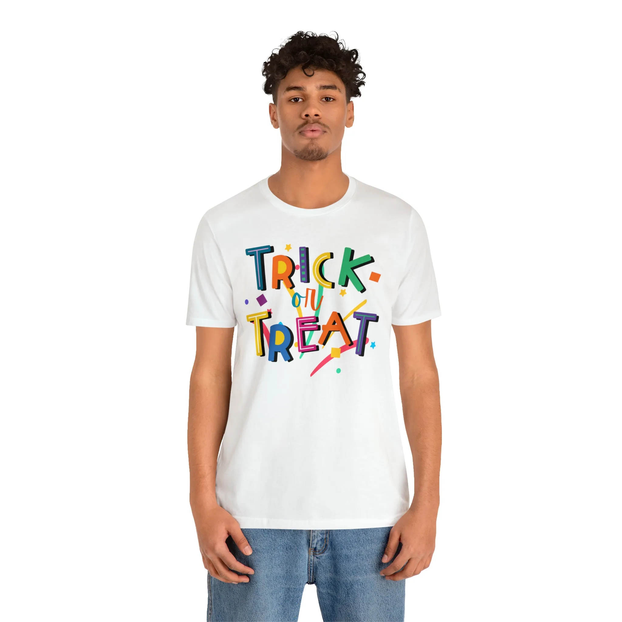 Trick or Treat Halloween T-Shirt | Colorful Candy Tee |  Bella Canvas 3001Unisex | Colorful Short Sleeve Tshirt