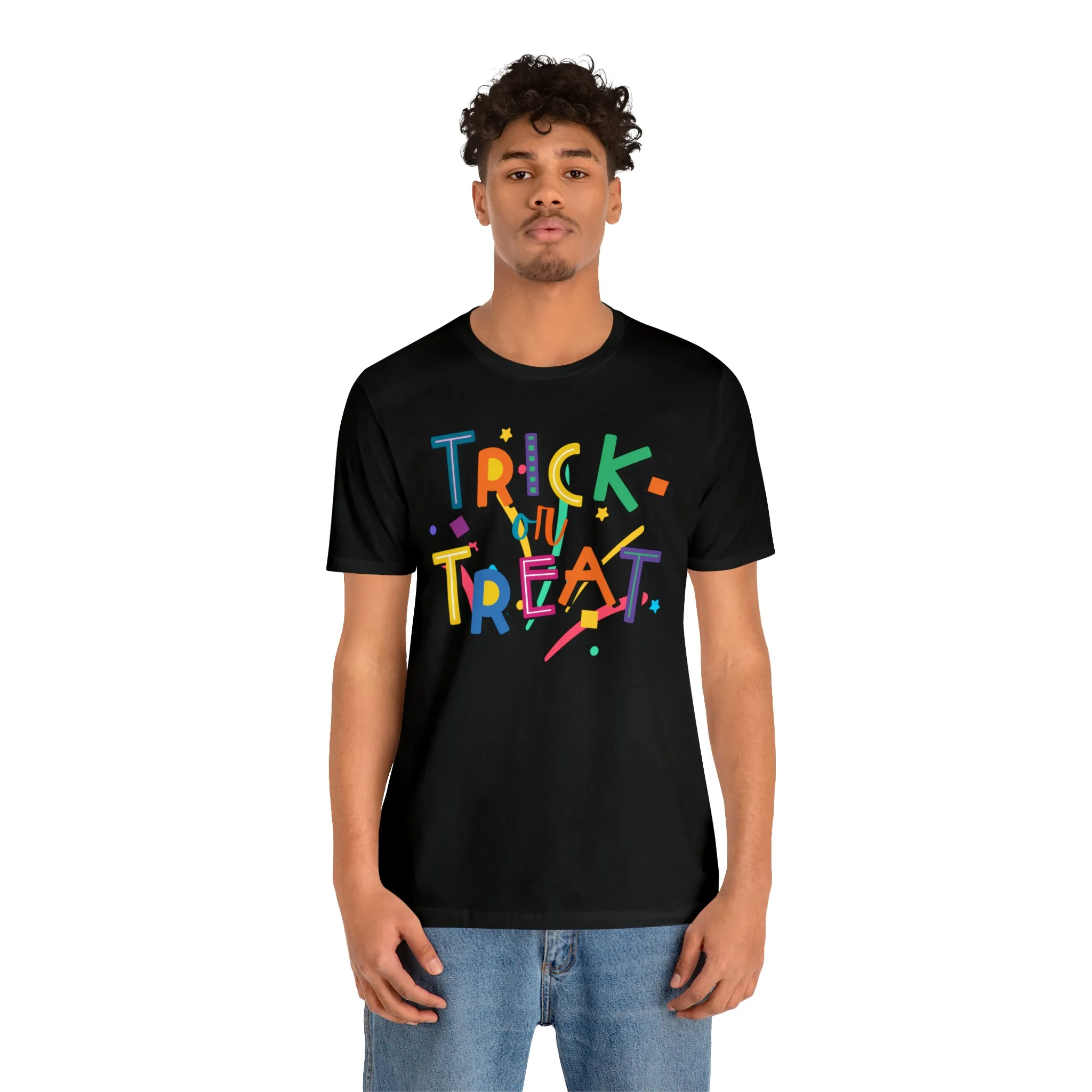 Trick or Treat Halloween T-Shirt | Colorful Candy Tee |  Bella Canvas 3001Unisex | Colorful Short Sleeve Tshirt