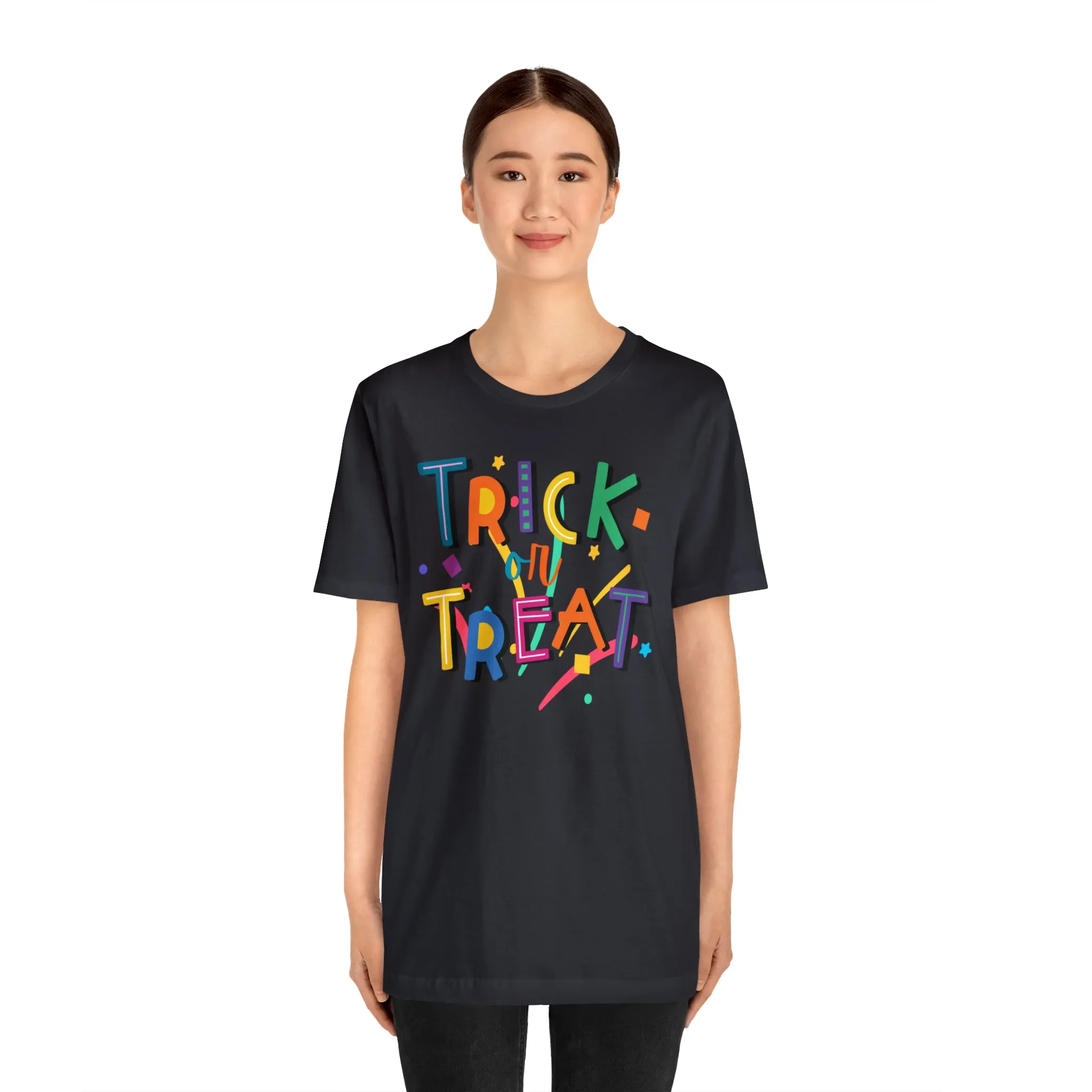 Trick or Treat Halloween T-Shirt | Colorful Candy Tee |  Bella Canvas 3001Unisex | Colorful Short Sleeve Tshirt
