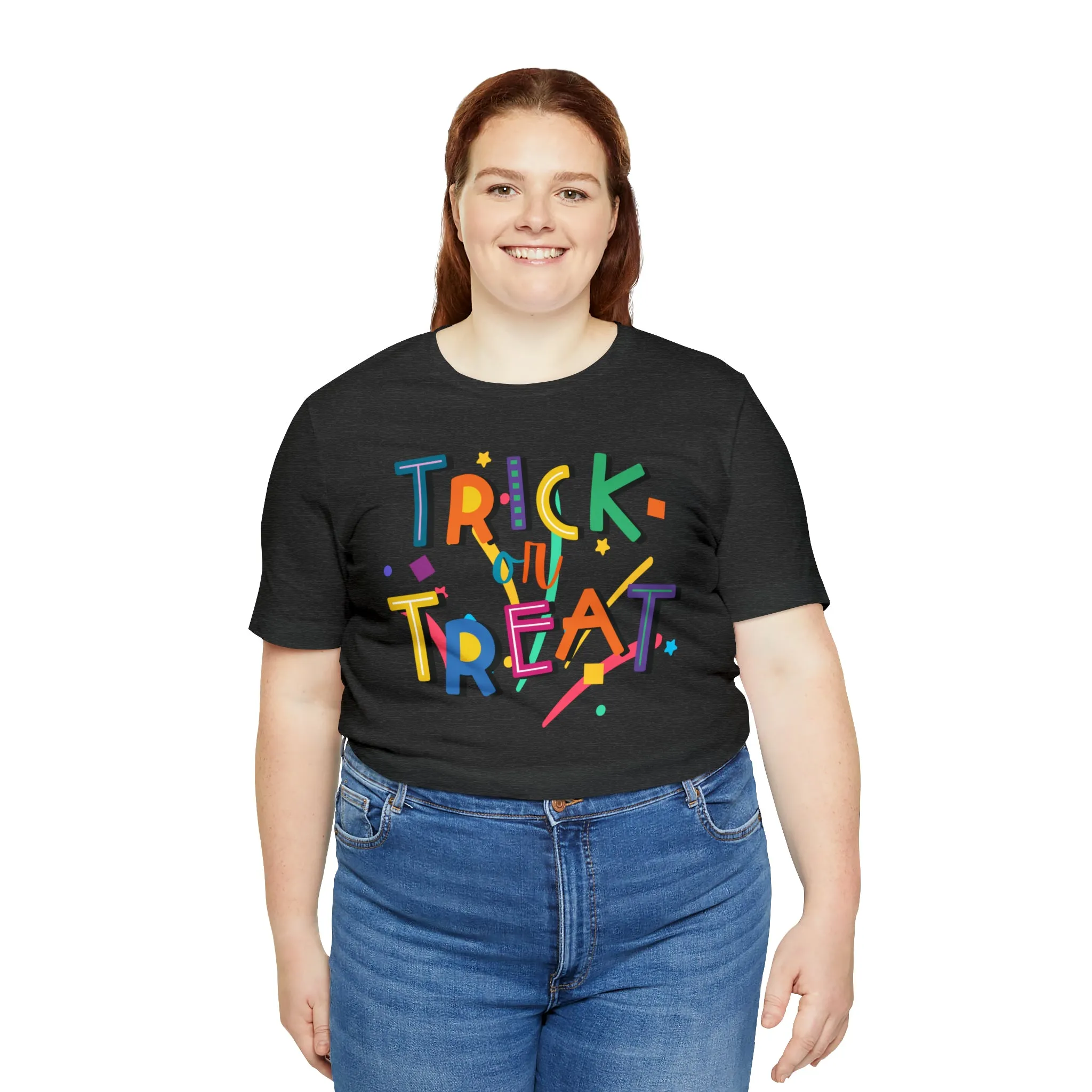 Trick or Treat Halloween T-Shirt | Colorful Candy Tee |  Bella Canvas 3001Unisex | Colorful Short Sleeve Tshirt