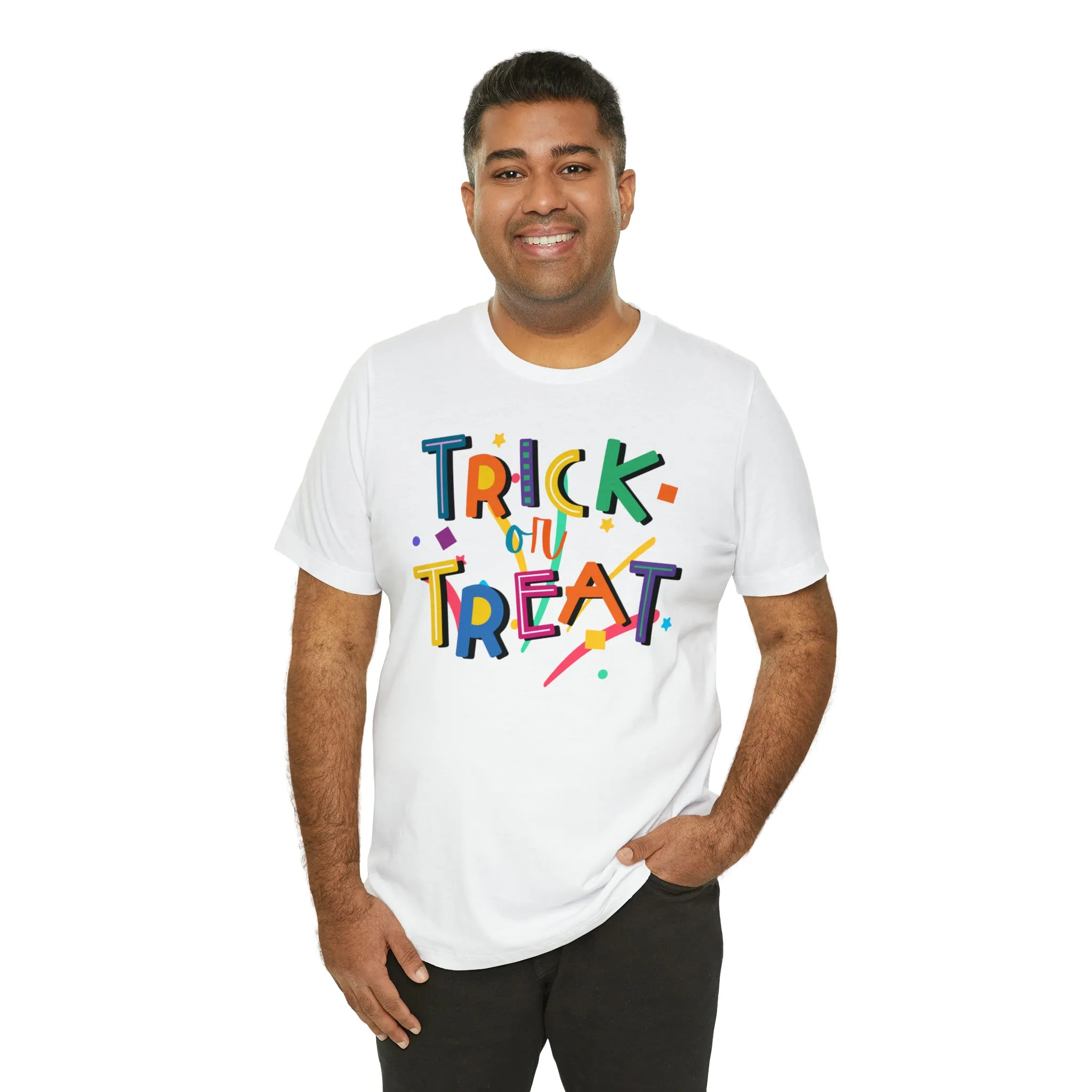 Trick or Treat Halloween T-Shirt | Colorful Candy Tee |  Bella Canvas 3001Unisex | Colorful Short Sleeve Tshirt