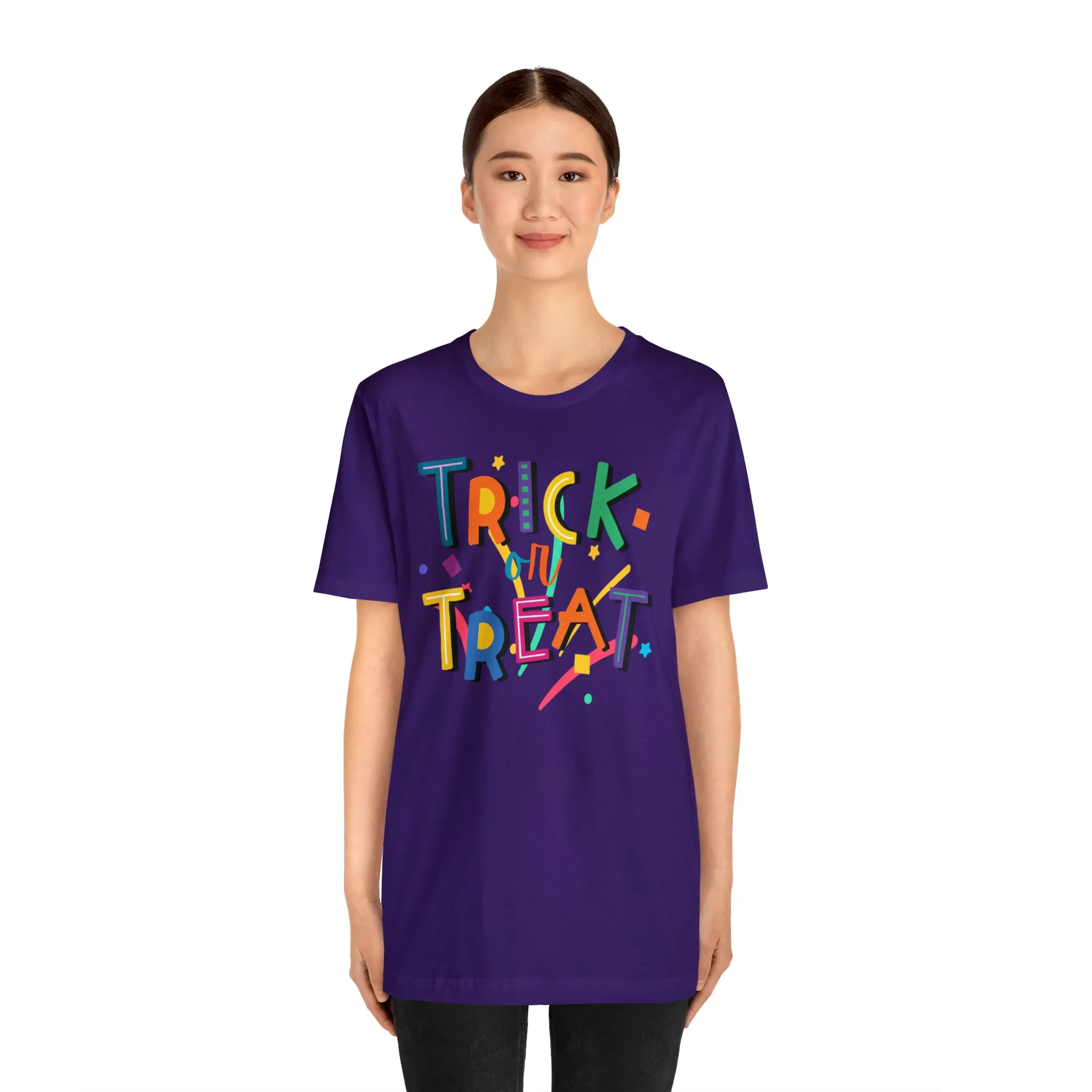 Trick or Treat Halloween T-Shirt | Colorful Candy Tee |  Bella Canvas 3001Unisex | Colorful Short Sleeve Tshirt
