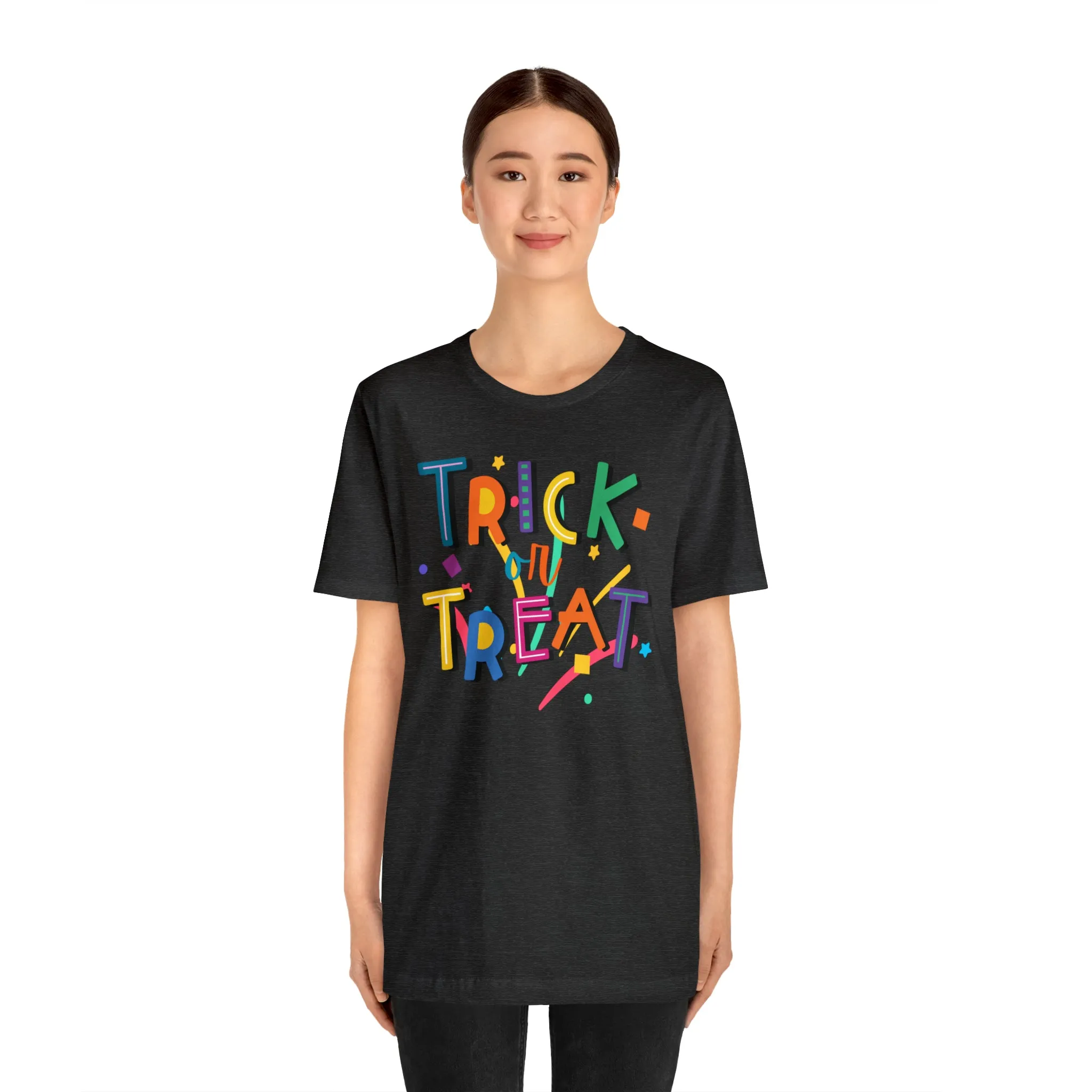 Trick or Treat Halloween T-Shirt | Colorful Candy Tee |  Bella Canvas 3001Unisex | Colorful Short Sleeve Tshirt