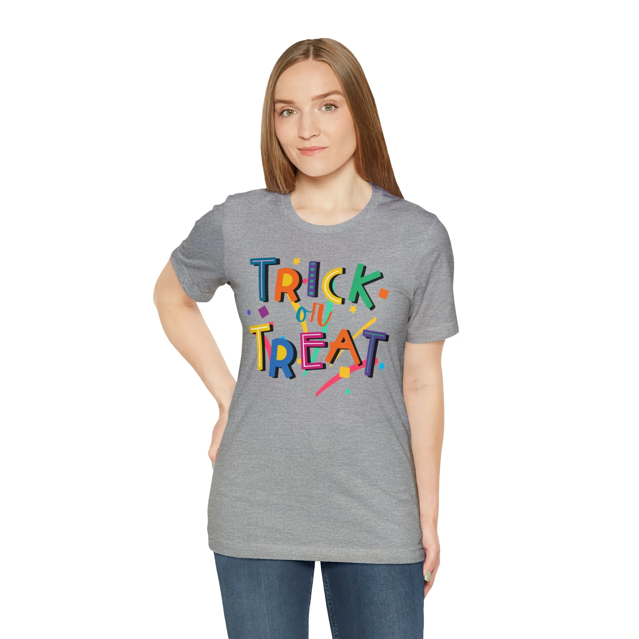 Trick or Treat Halloween T-Shirt | Colorful Candy Tee |  Bella Canvas 3001Unisex | Colorful Short Sleeve Tshirt