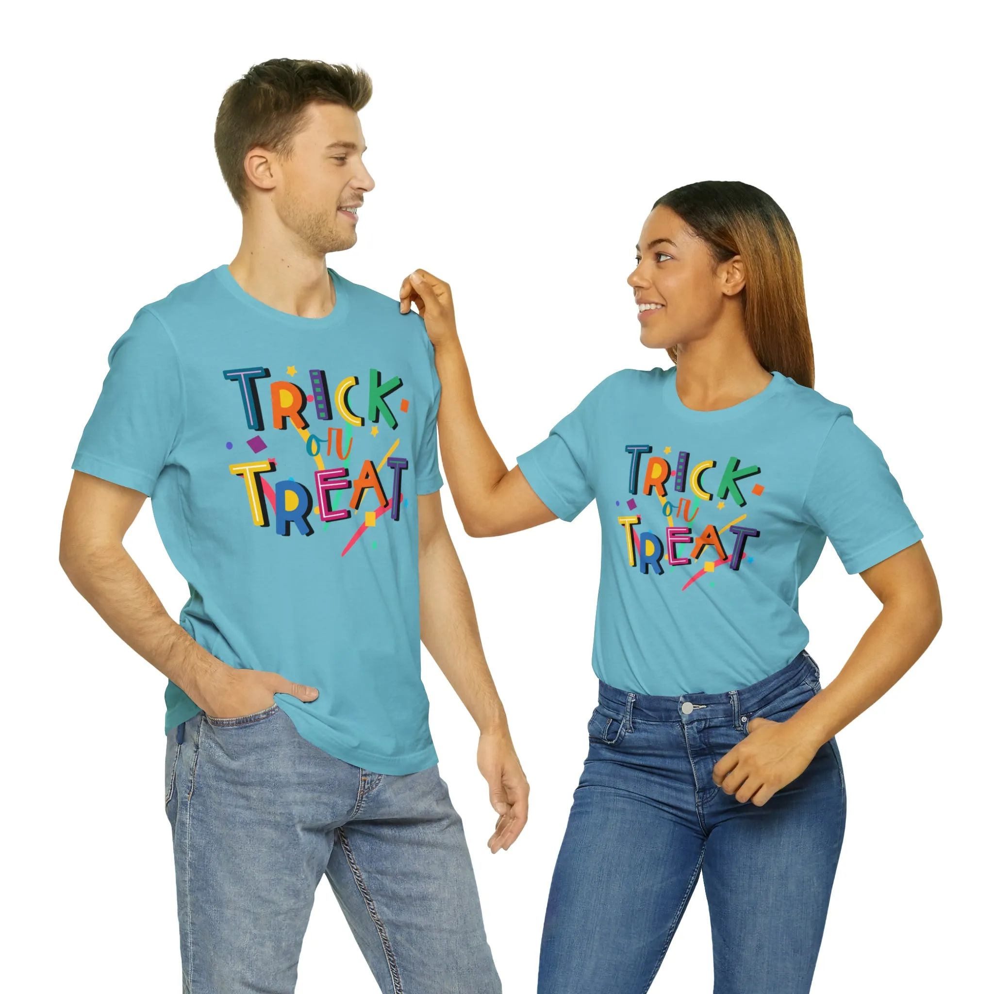 Trick or Treat Halloween T-Shirt | Colorful Candy Tee |  Bella Canvas 3001Unisex | Colorful Short Sleeve Tshirt