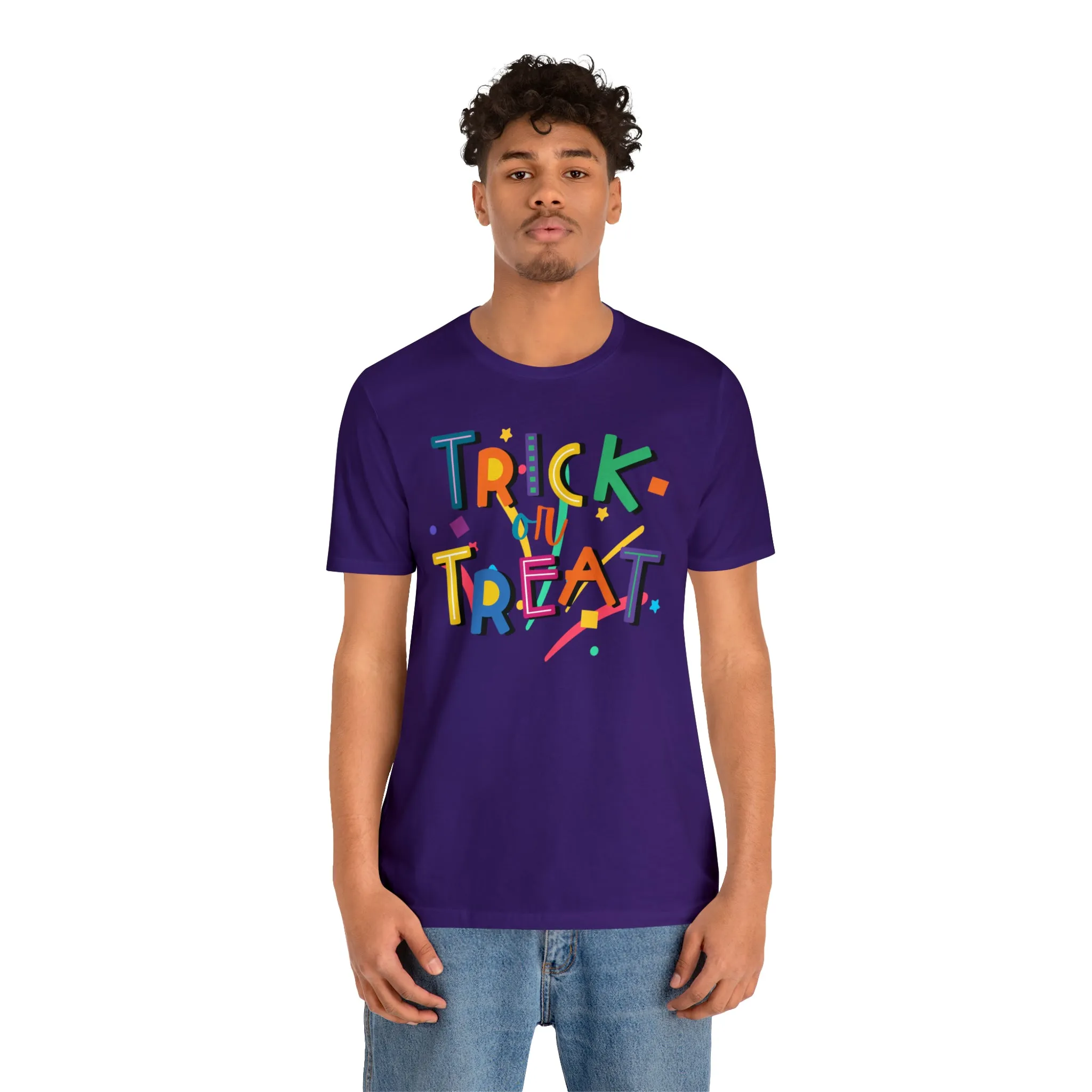 Trick or Treat Halloween T-Shirt | Colorful Candy Tee |  Bella Canvas 3001Unisex | Colorful Short Sleeve Tshirt