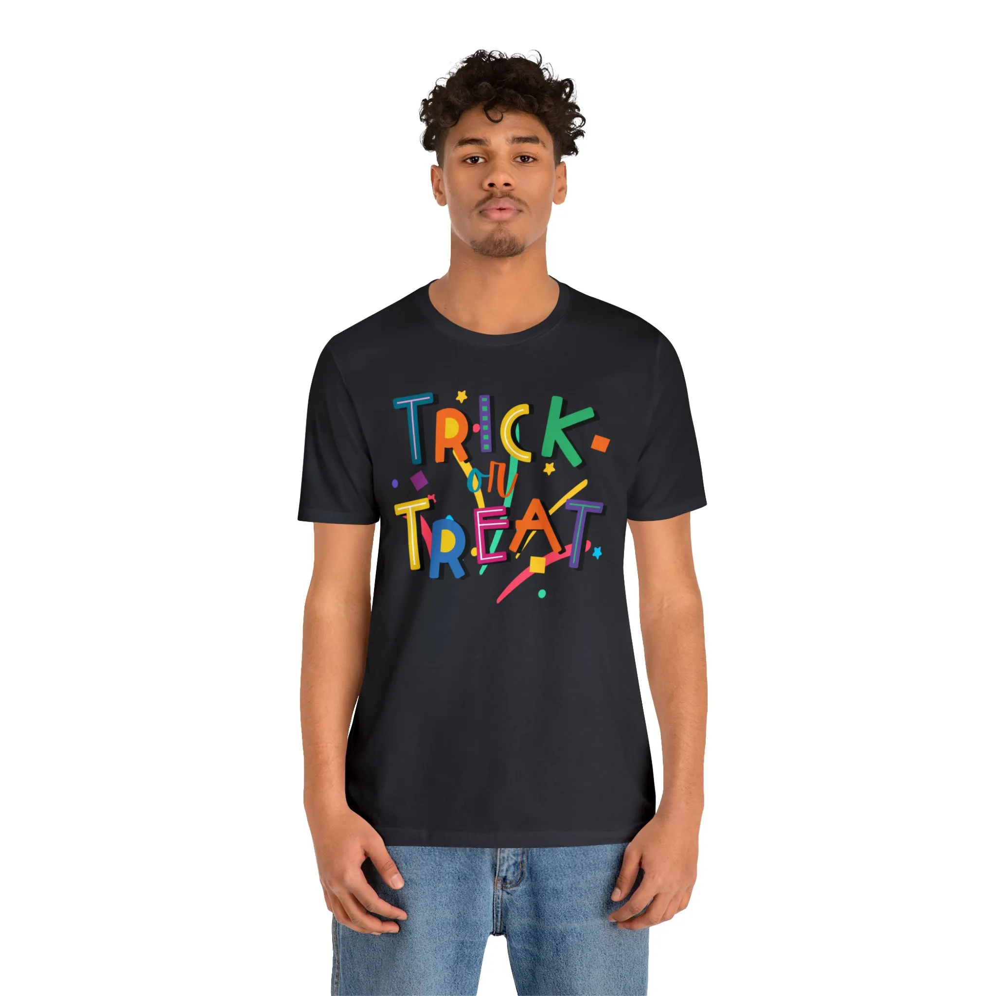 Trick or Treat Halloween T-Shirt | Colorful Candy Tee |  Bella Canvas 3001Unisex | Colorful Short Sleeve Tshirt