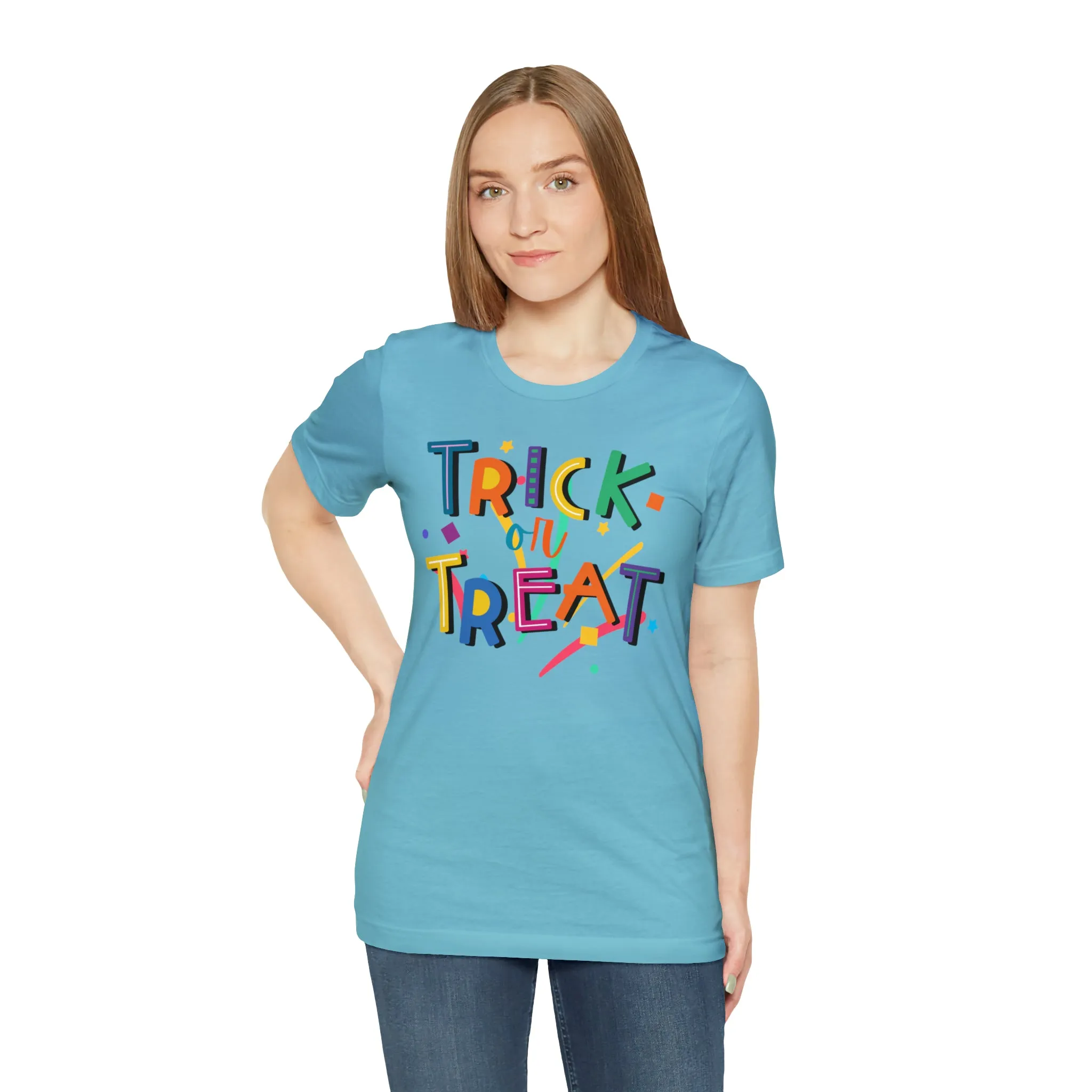 Trick or Treat Halloween T-Shirt | Colorful Candy Tee |  Bella Canvas 3001Unisex | Colorful Short Sleeve Tshirt