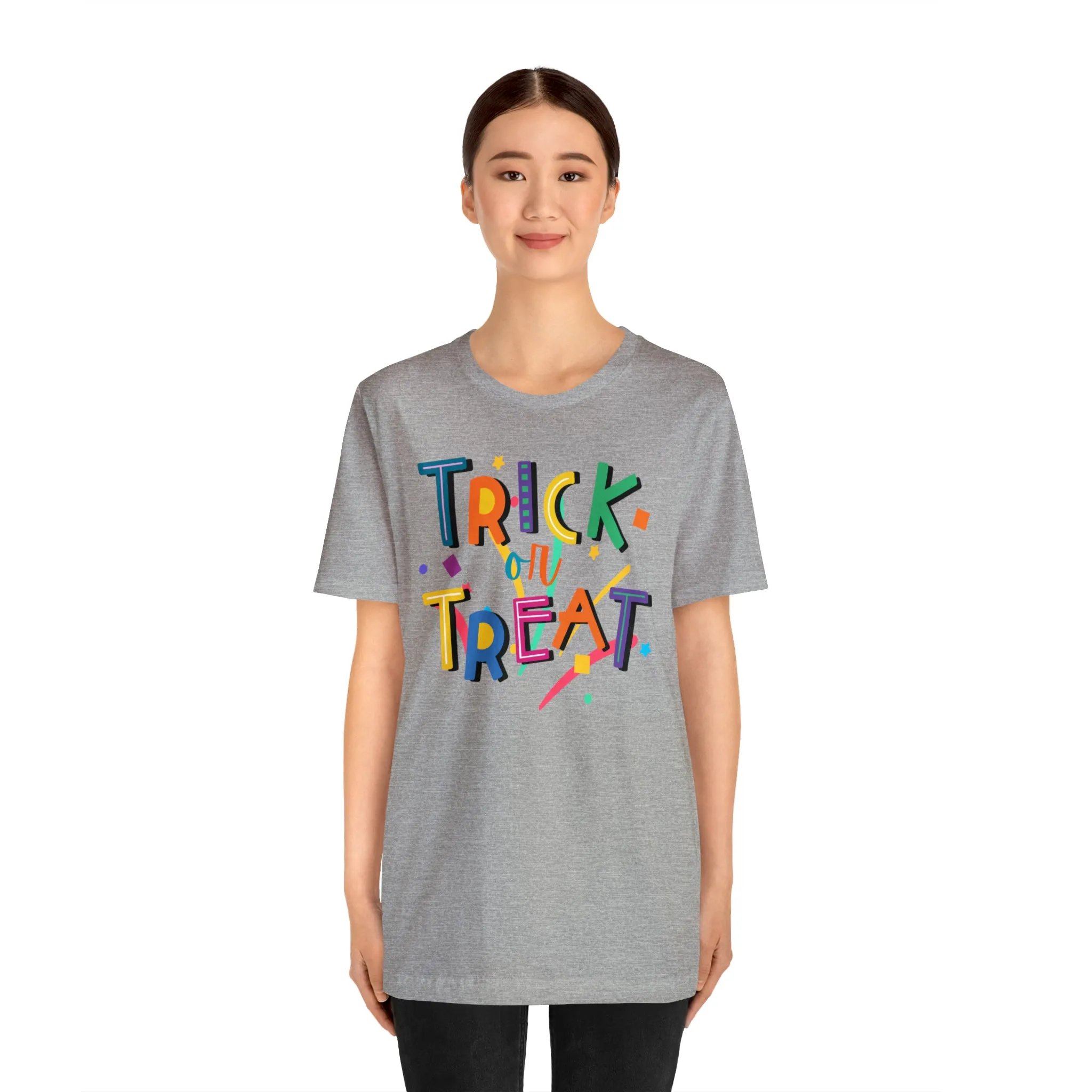 Trick or Treat Halloween T-Shirt | Colorful Candy Tee |  Bella Canvas 3001Unisex | Colorful Short Sleeve Tshirt