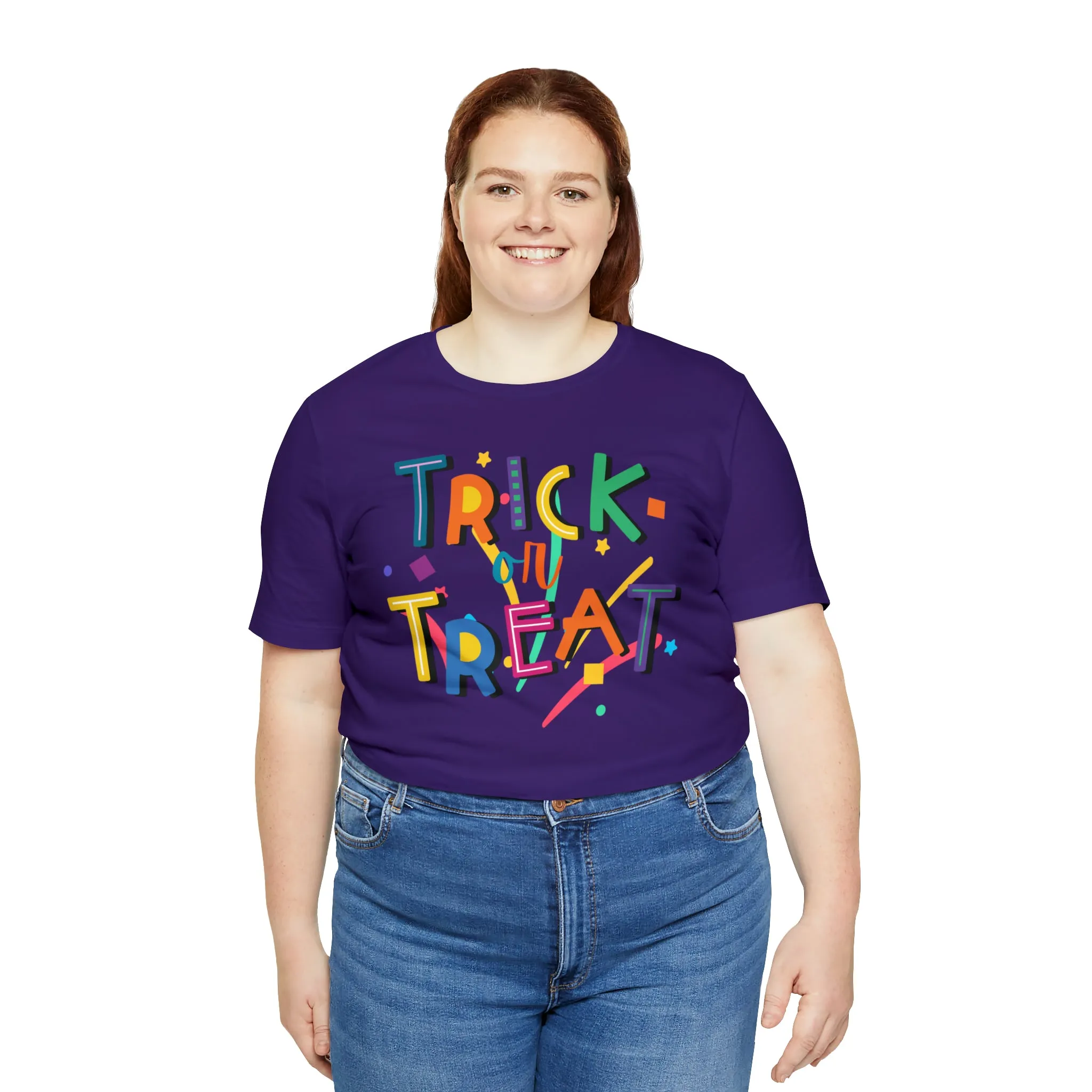 Trick or Treat Halloween T-Shirt | Colorful Candy Tee |  Bella Canvas 3001Unisex | Colorful Short Sleeve Tshirt