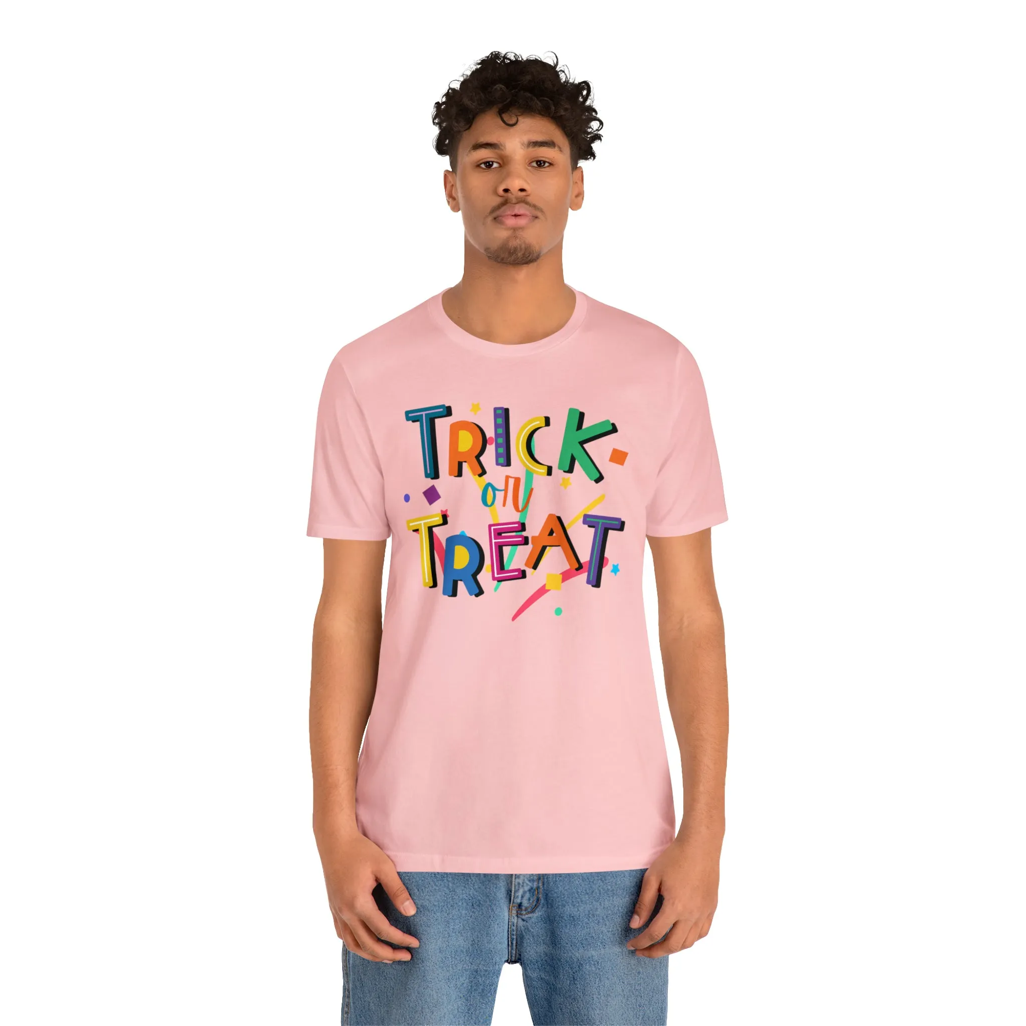 Trick or Treat Halloween T-Shirt | Colorful Candy Tee |  Bella Canvas 3001Unisex | Colorful Short Sleeve Tshirt