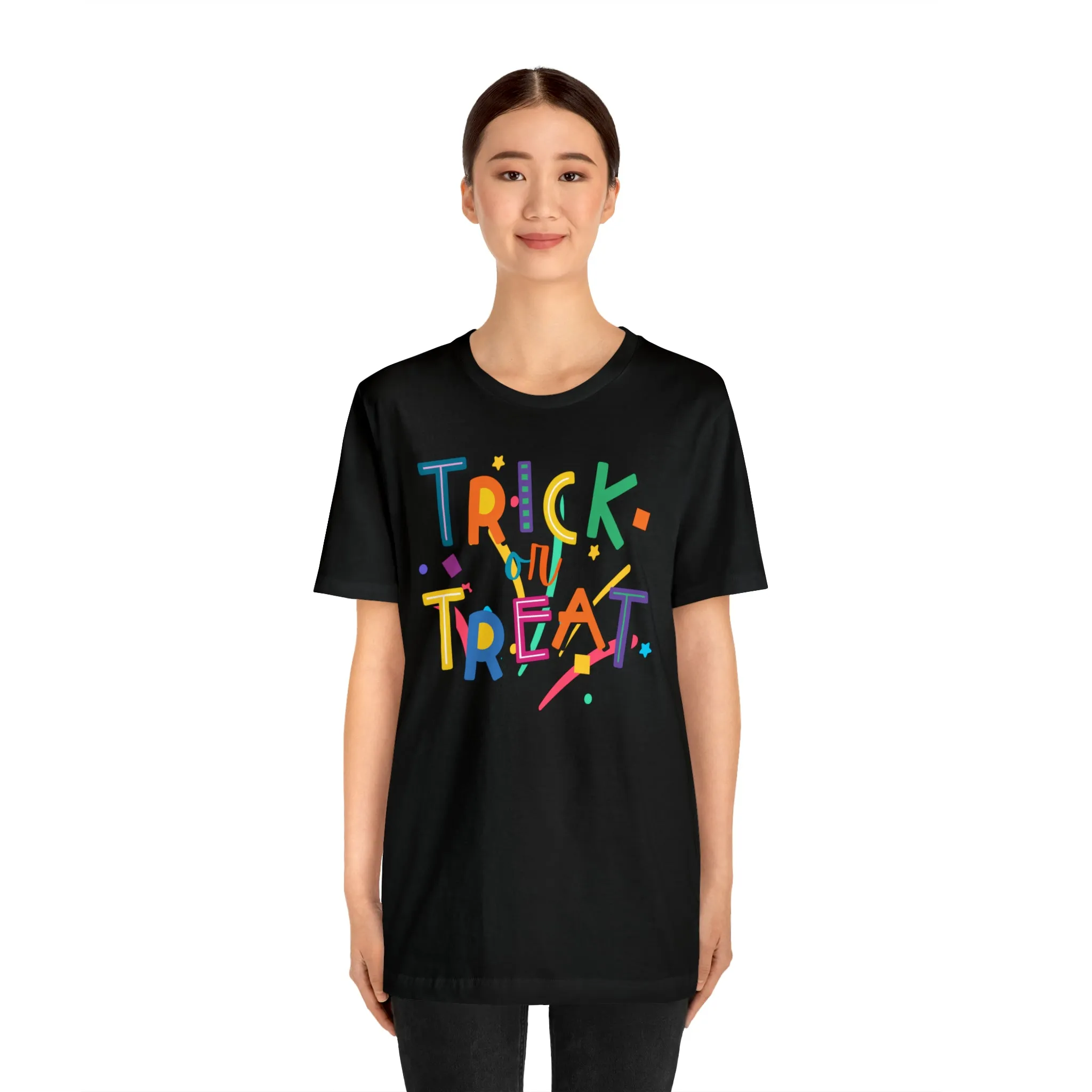 Trick or Treat Halloween T-Shirt | Colorful Candy Tee |  Bella Canvas 3001Unisex | Colorful Short Sleeve Tshirt
