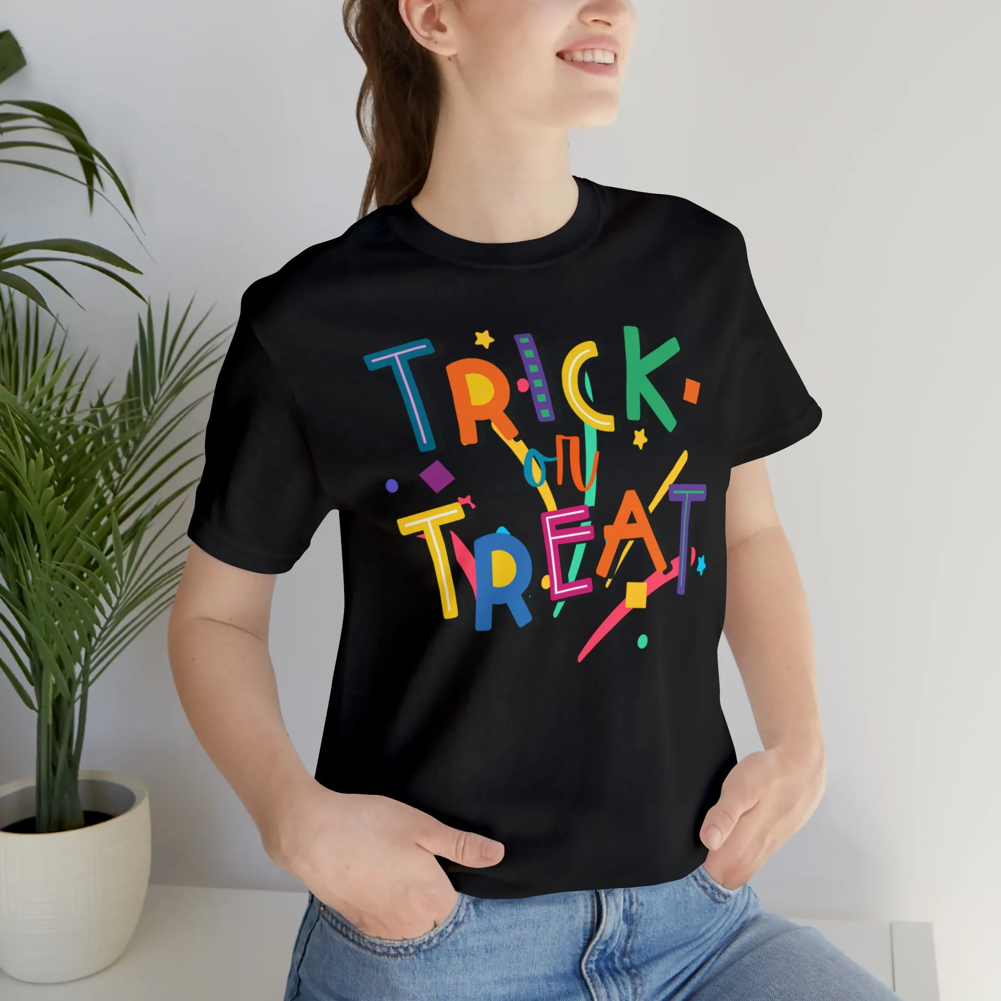 Trick or Treat Halloween T-Shirt | Colorful Candy Tee |  Bella Canvas 3001Unisex | Colorful Short Sleeve Tshirt