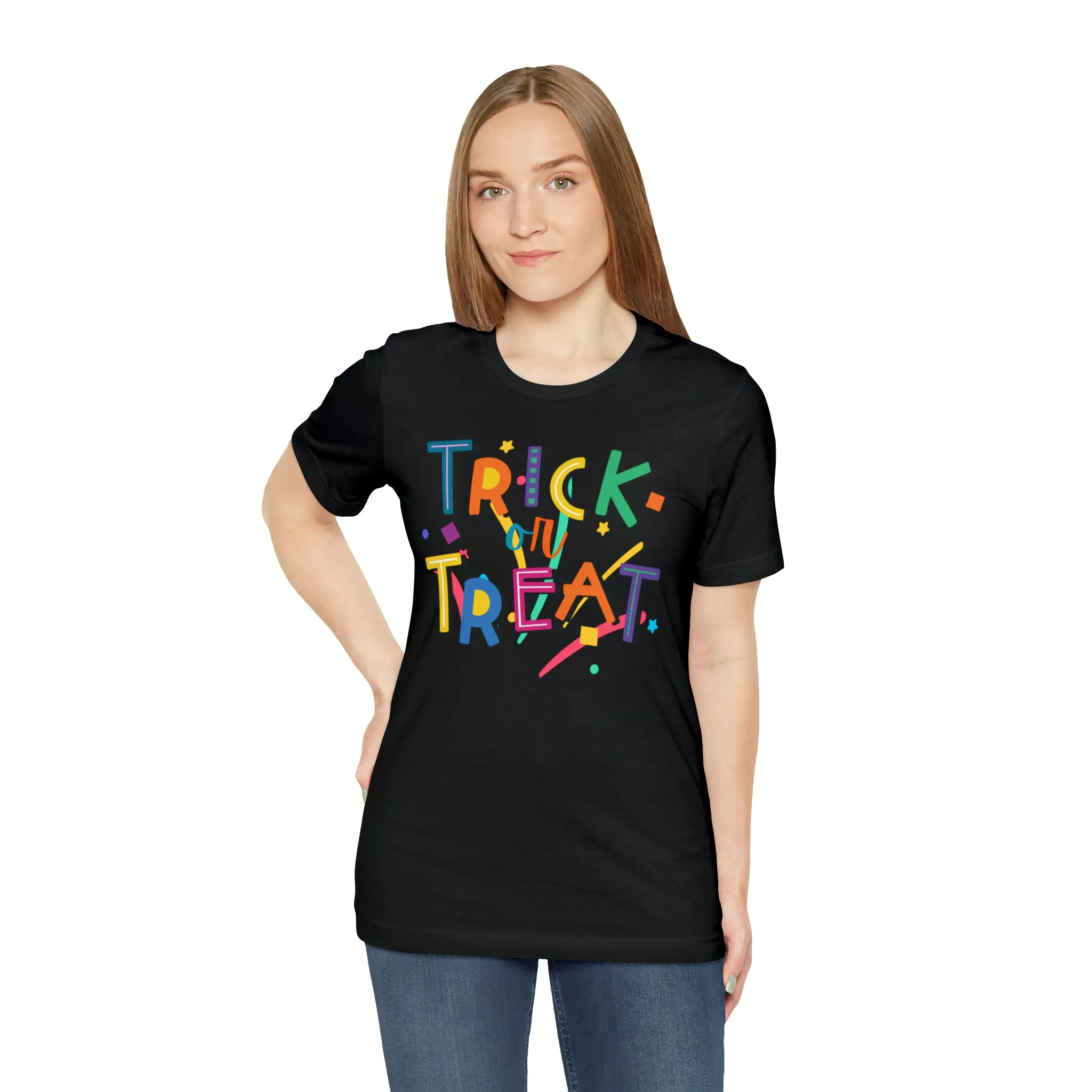 Trick or Treat Halloween T-Shirt | Colorful Candy Tee |  Bella Canvas 3001Unisex | Colorful Short Sleeve Tshirt